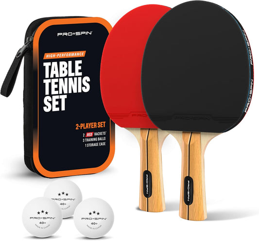 PRO SPIN Ping Pong Paddles - High-Performance Set with Premium Table Tennis Rackets, 3-Star Ping Pong Balls, Compact Storage Case | Professional Quality Ping Pong Paddle Set | Indoor & Outdoor Games
