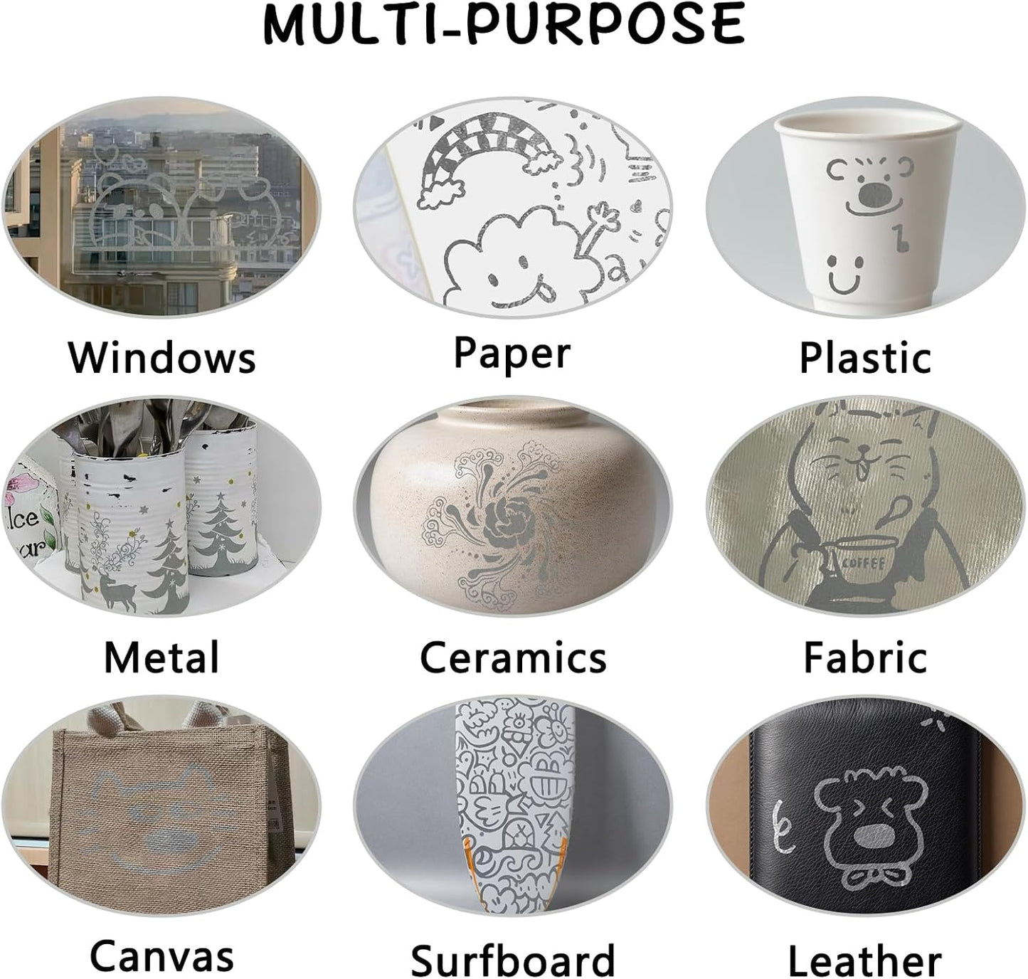 SFAIH Acrylic Silver Paint Pens - 8 Pack 2-3MM Medium Tip & 0.7MM Extra Fine White Paint Marker for Rock Painting, Wood, Metal, Fabric, Canvas, Glass, Ceramic, Diy Crafts