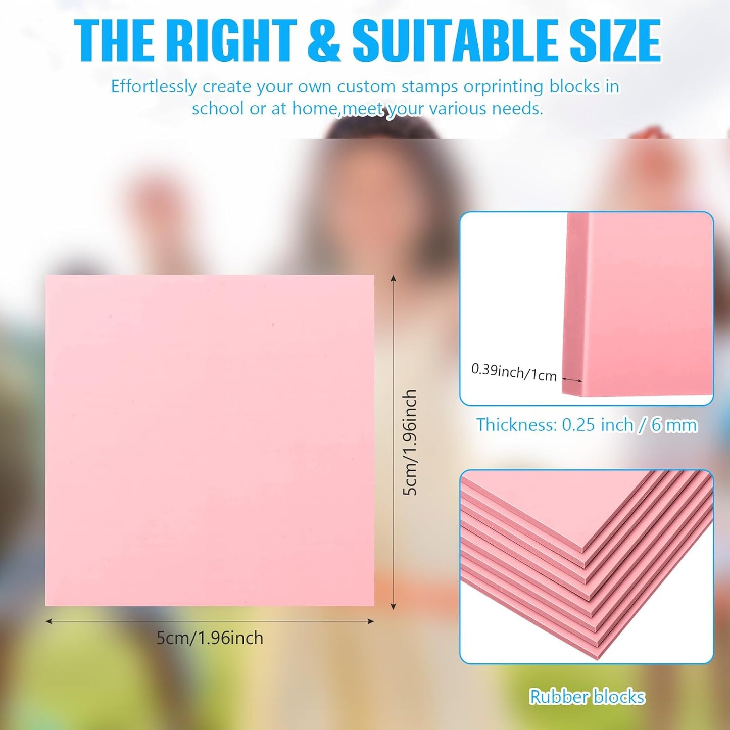 24 Pcs 2" x2" Pink Rubber Art Soft Linoleum Carving Block, Rubber Crafts Linocut Block for Printmaking,DIY Crafting Stamp Carving Block