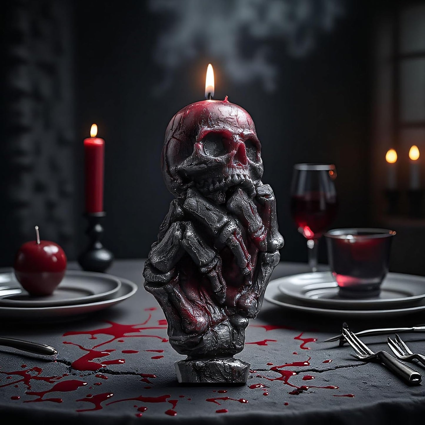 2 Pcs Halloween Skull Candle Molds 3D Skull Resin Molds, Ghost Hand Silicone Molds for Epoxy Resin Casting, Aromatherapy Soap Candle Making Molds