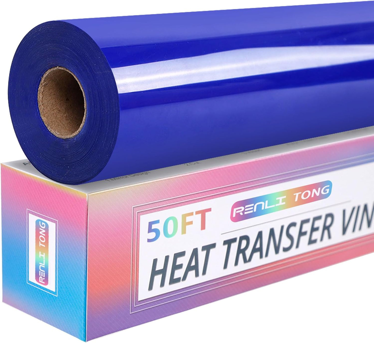 RENLITONG Blue Iron on Vinyl 12Inch by 50ft Roll HTV Heat Transfer Vinyl for T-Shirt HTV Rolls for All Cutter Machine - Easy to Cut & Weed for Heat Transfer Design