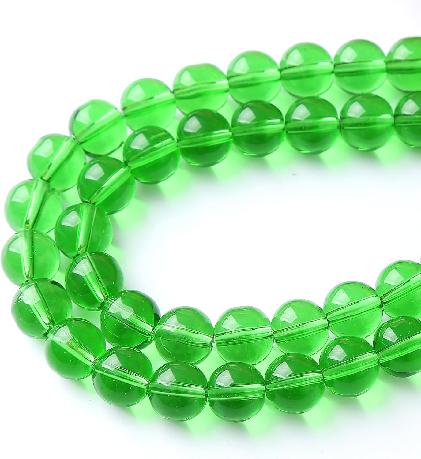 38pcs 10mm Smooth Green Crystal Glass Quartz Beads Round Loose Beads for Jewelry Making DIY Bracelet Necklace 15" Energy Healing Power Stone Beads (10mm, Green Crystal Glass)