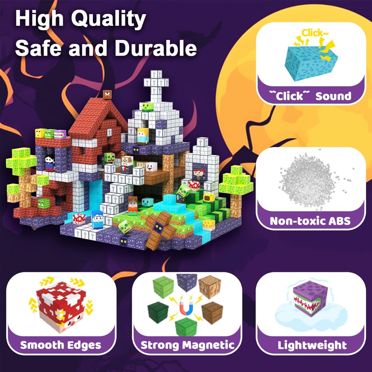 150 PCS Magnetic Building Blocks for Kids, Montessori Magnetic Toys, Build Zombie Island Set, STEM Toddler Sensory Building Blocks for Boys Girls 3 4 5 6 7 8 9 10th Birthday Gift