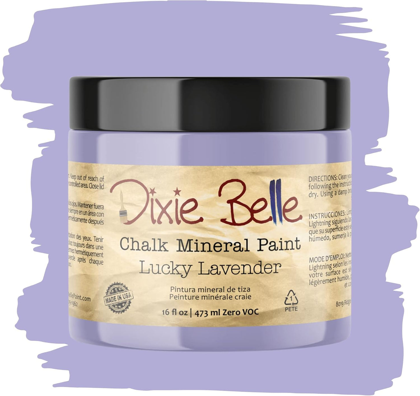 Dixie Belle Paint Company Chalk Finish Furniture Paint - Lucky Lavender (16oz) - Matte Pastel Purple Chic Chalk Mineral DIY Furniture Paint