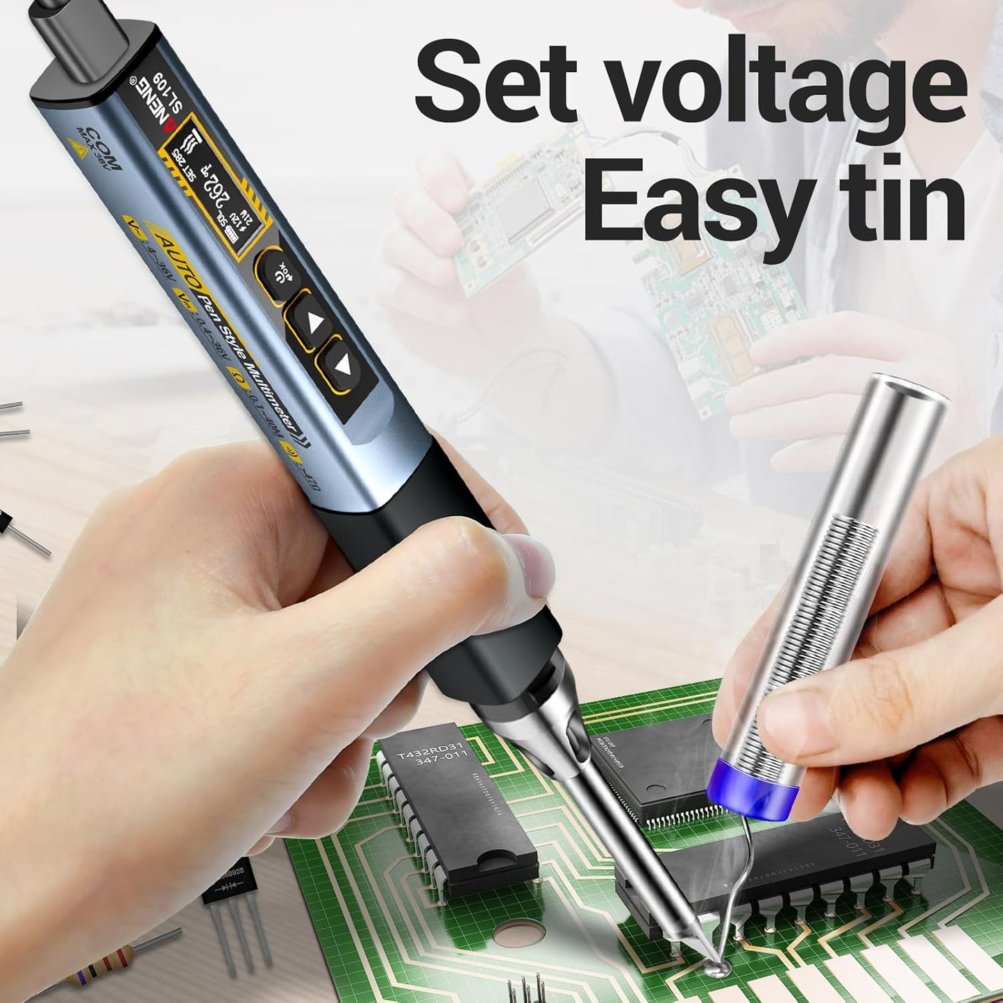 Soldering Iron Kit, Portable Soldering Iron 2in1 Usb soldering gun with LED Digital Adjustable Temperature 212-842℉ 75W 3S Fast Heating Auto-Sleep Mode for Electronics Repair DIY (SL109)