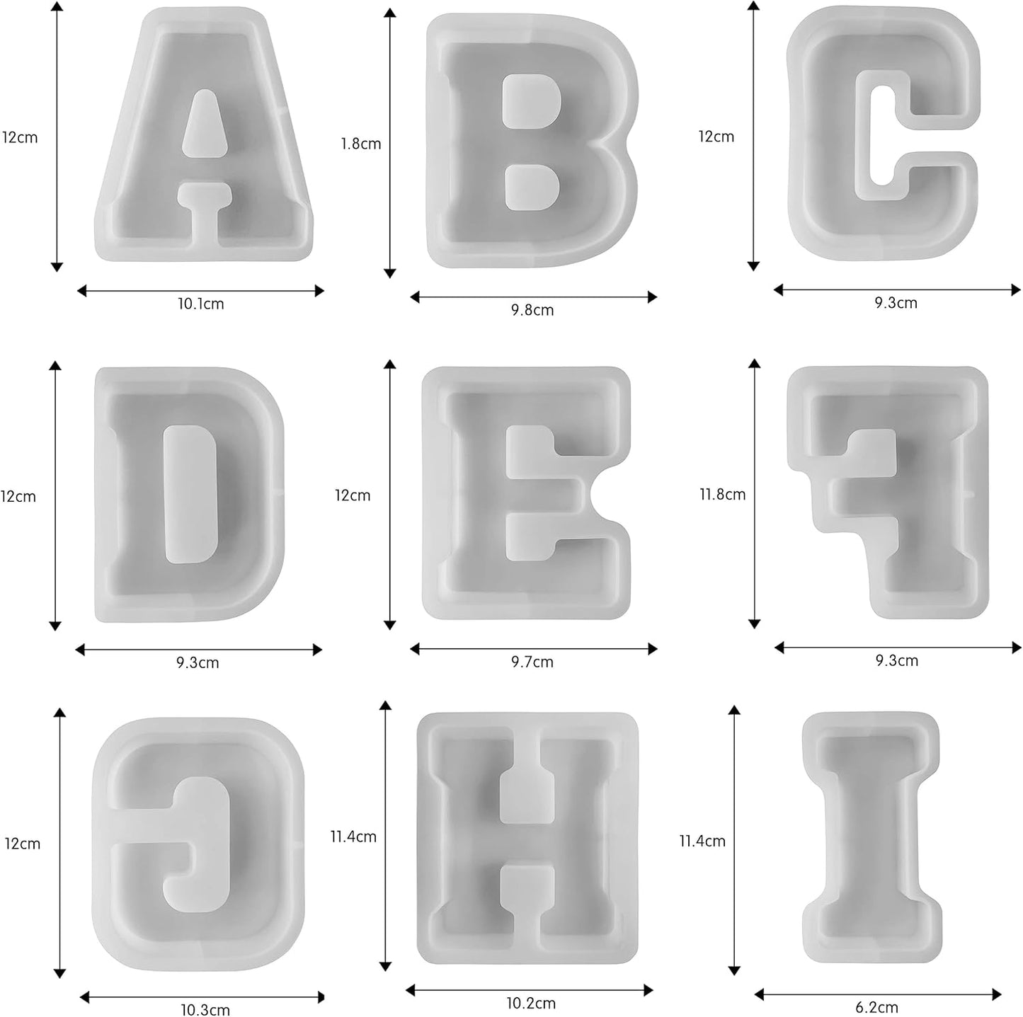 5 Inch Alphabet Mold - 26 Pcs Resin & Candle Making Molds - Silicone 3D Mold for Resin Casting