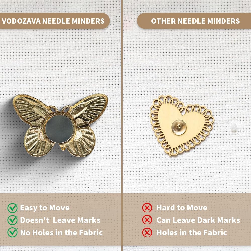 Needle Minder Magnet, Magnetic Needle Minder, Needle Minders Magnetic Cross Stitch Accessories, Magnetic Needle Holder, Life Tree, Butterfly, Cats, Owl, Heart (Butterfly)