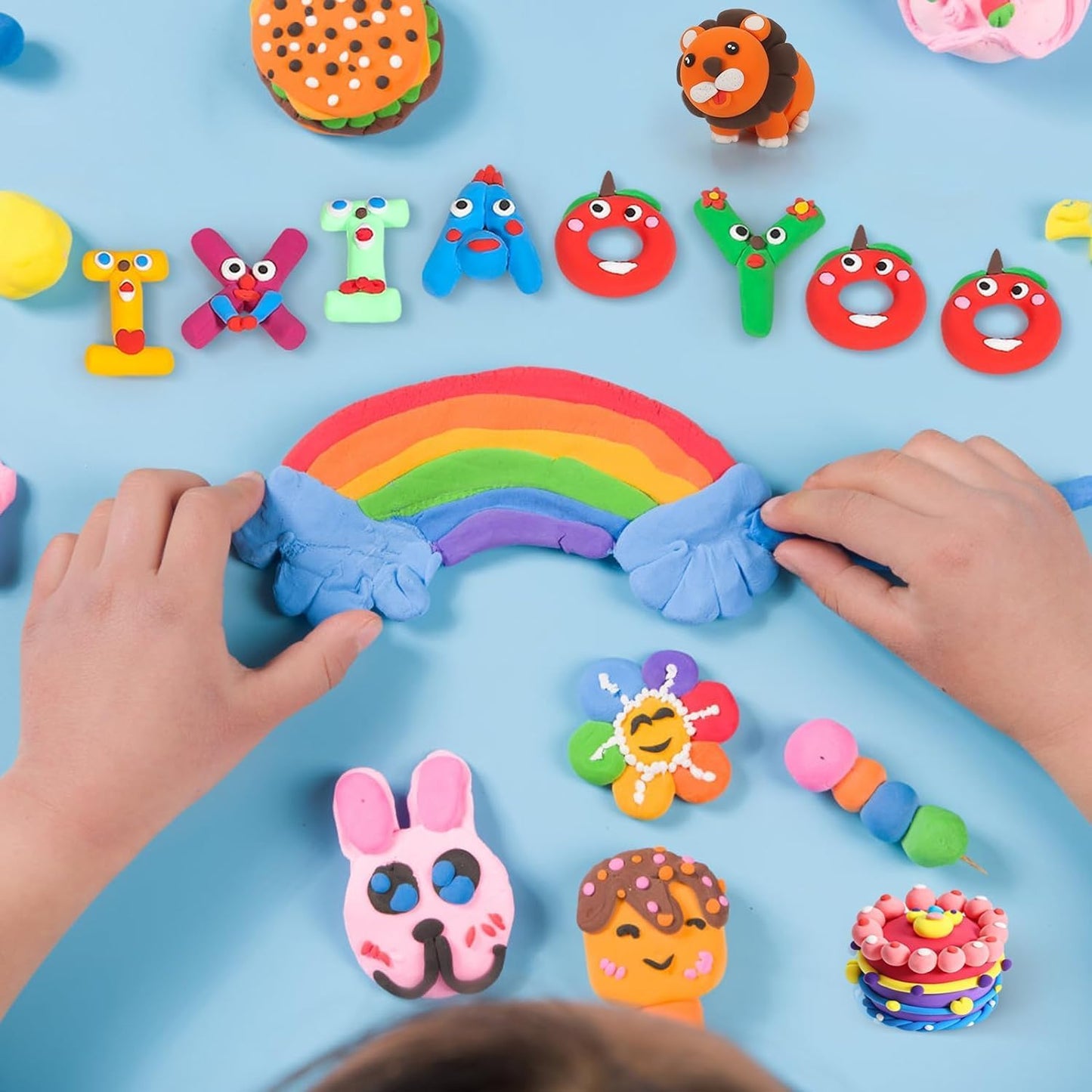 Air Dry Clay 104 Colors, Modeling Clay for Kids, DIY Model Magic Clay, Soft and Non-Sticky, Colorful Clay Starter kit with Accessories and Tools, Great Arts & Crafts Gift for Girls Boys Kids.