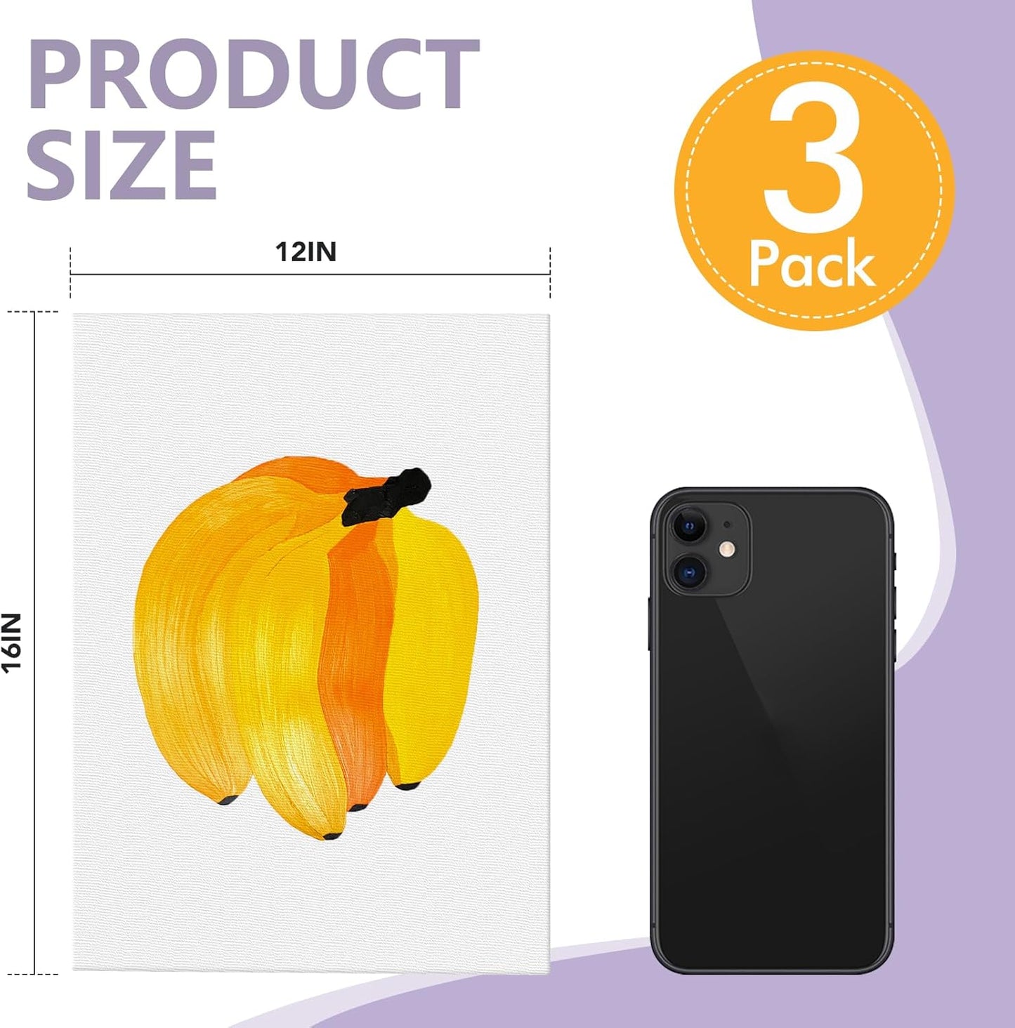 ESRICH Canvas Boards for Painting 12x16 Inch, 3 Pack Canvas for Painting Cotton Primed Acid Free Large Blank Canvas Panels for Oil Paint, Watercolor, Acrylic Paint, Gouache and Tempera.