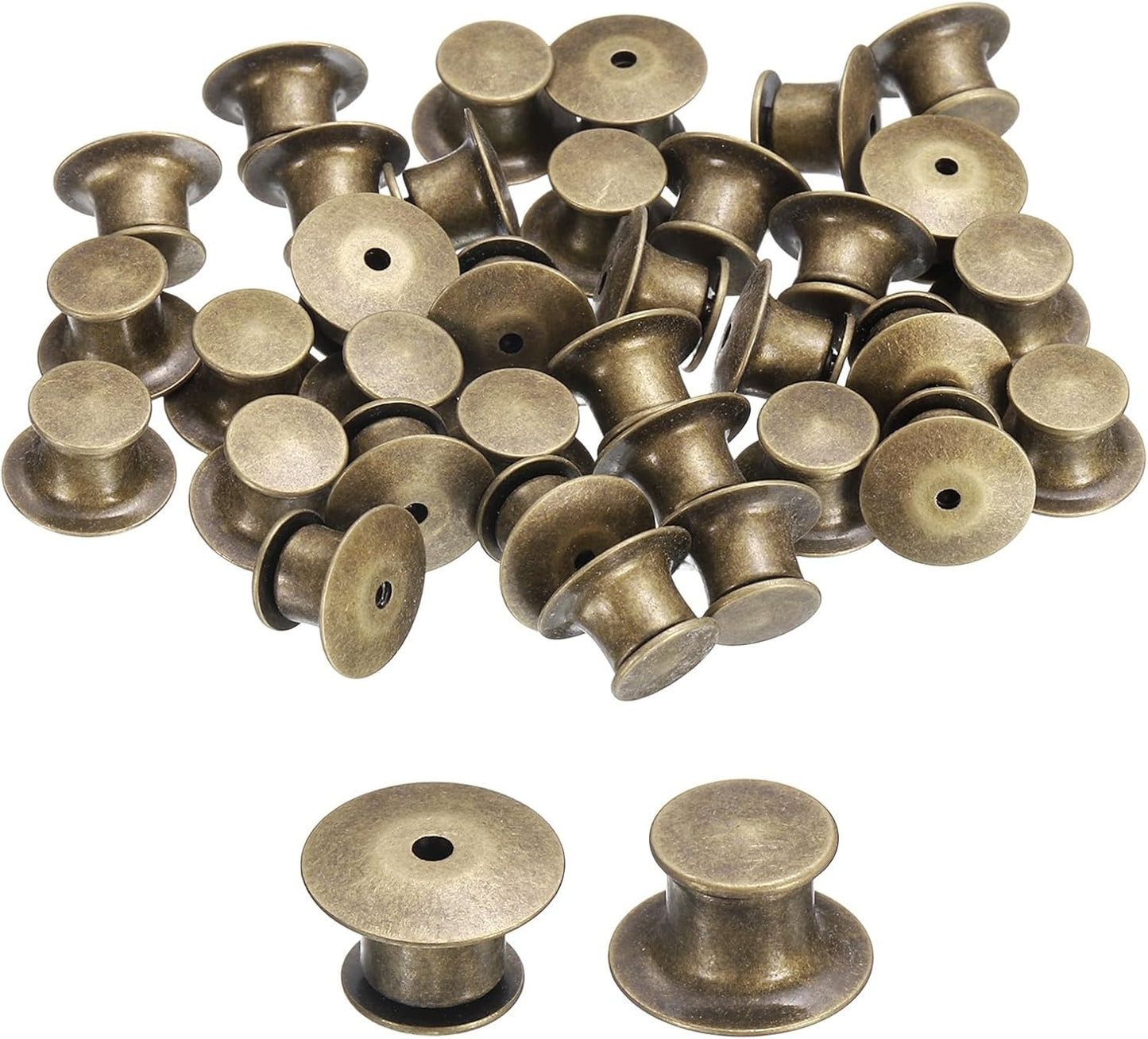 uxcell 40Pcs Metal Locking Pin Backs, Pin Keepers Locking Clasp Flat Head Clamp Needle Back Lock for DIY Brooch Crafts Badges Enamel Lapel, Bronze