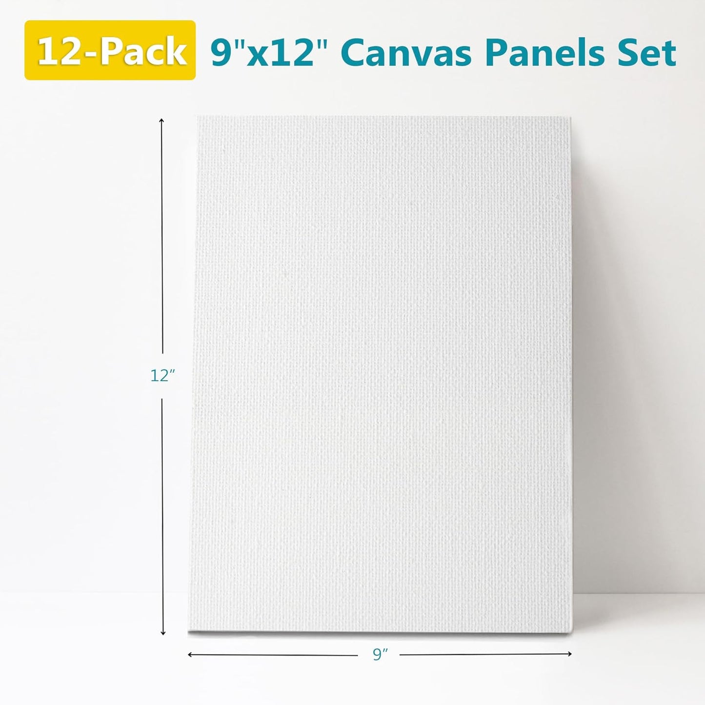 KEFF 12-Pack Bulk Canvas Boards, 9x12 Canvas for Acrylic, Oil, Watercolor, Tempera - 100% Cotton Primed Painting Canvas