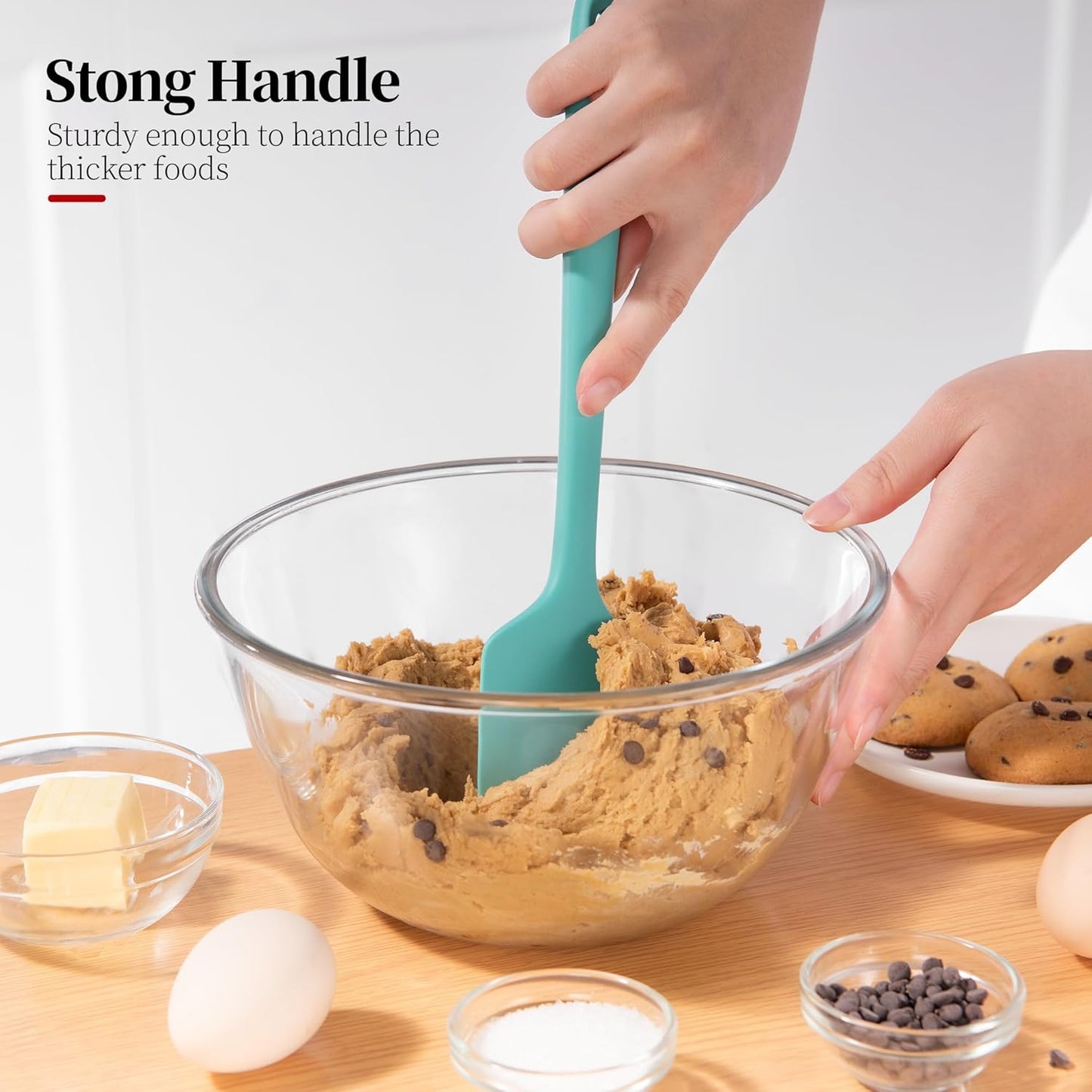 Heat Resistant Silicone Spatula Set of 3, Luxiwise 600ºF High Temp Baking Scraper Cooking Utensils Non-Stick BPA-Free for Seamless Mixing, Folding, Scraping with Rubber Kitchen Essentials (Aqua Sky)