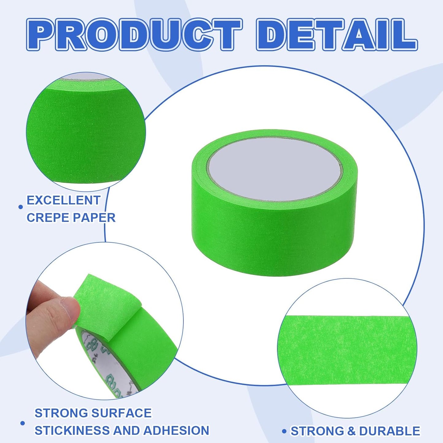 MECCANIXITY Masking Tape 1.8 Inch x 21 Yard Painter's Tape Green Paint Tapes for DIY Crafts Arts Drawing Decoration Labeling Car Painting Artist Teachers, Pack of 6