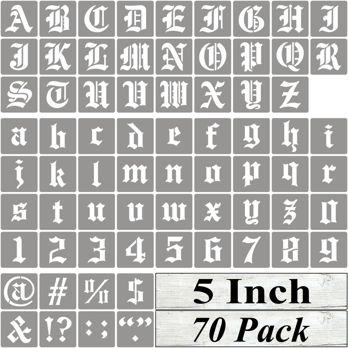 5 Inch Alphabet Letter Stencils for Painting - 70 Pack Old English Letter Stencil Templates with Numbers and Signs for Painting on Wood, Reusable Letters Stencils for Chalkboard Wood Signs & Wall Art