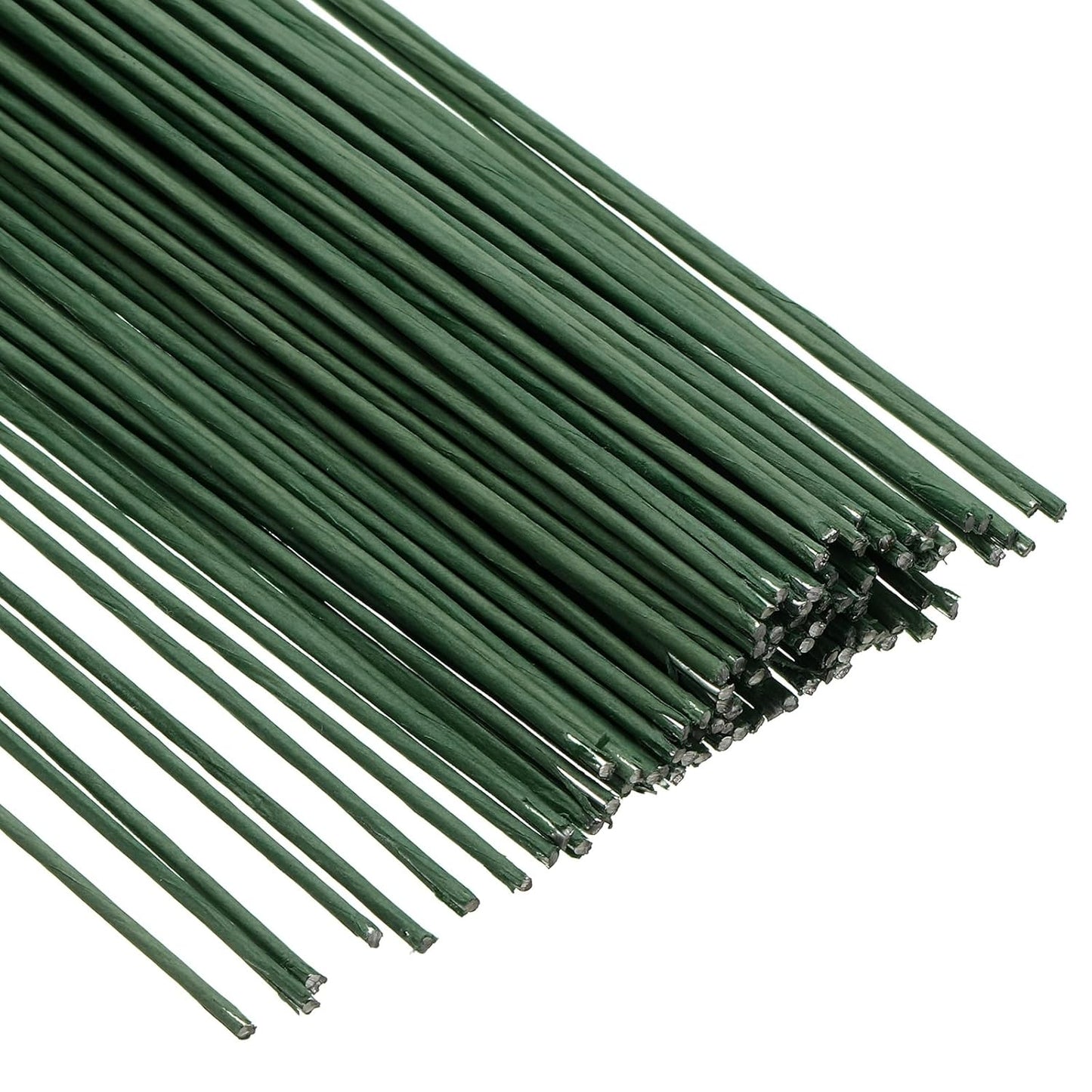 PATIKIL 16 Gauge 16" Floral Stem Wire, 100 Pcs Paper Wrapped Iron Artificial Flower Stem Accessories for DIY Bouquet Stem and Craft Decoration, Dark Green