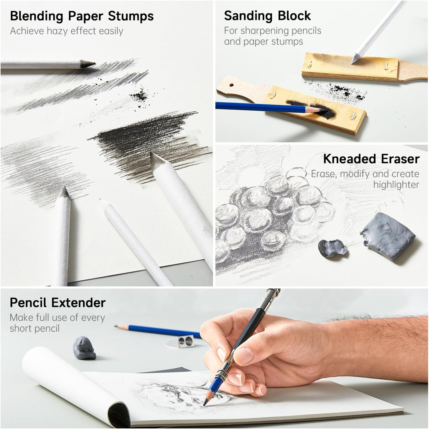 Shuttle Art 124 PCS Drawing Kit, Professional Drawing Supplies with Sketch, Charcoal, Colored, Graphite, Pastel Pencils & Sticks, Complete Drawing Tools and Paper Pads in Zipper Case for Artists&Kids