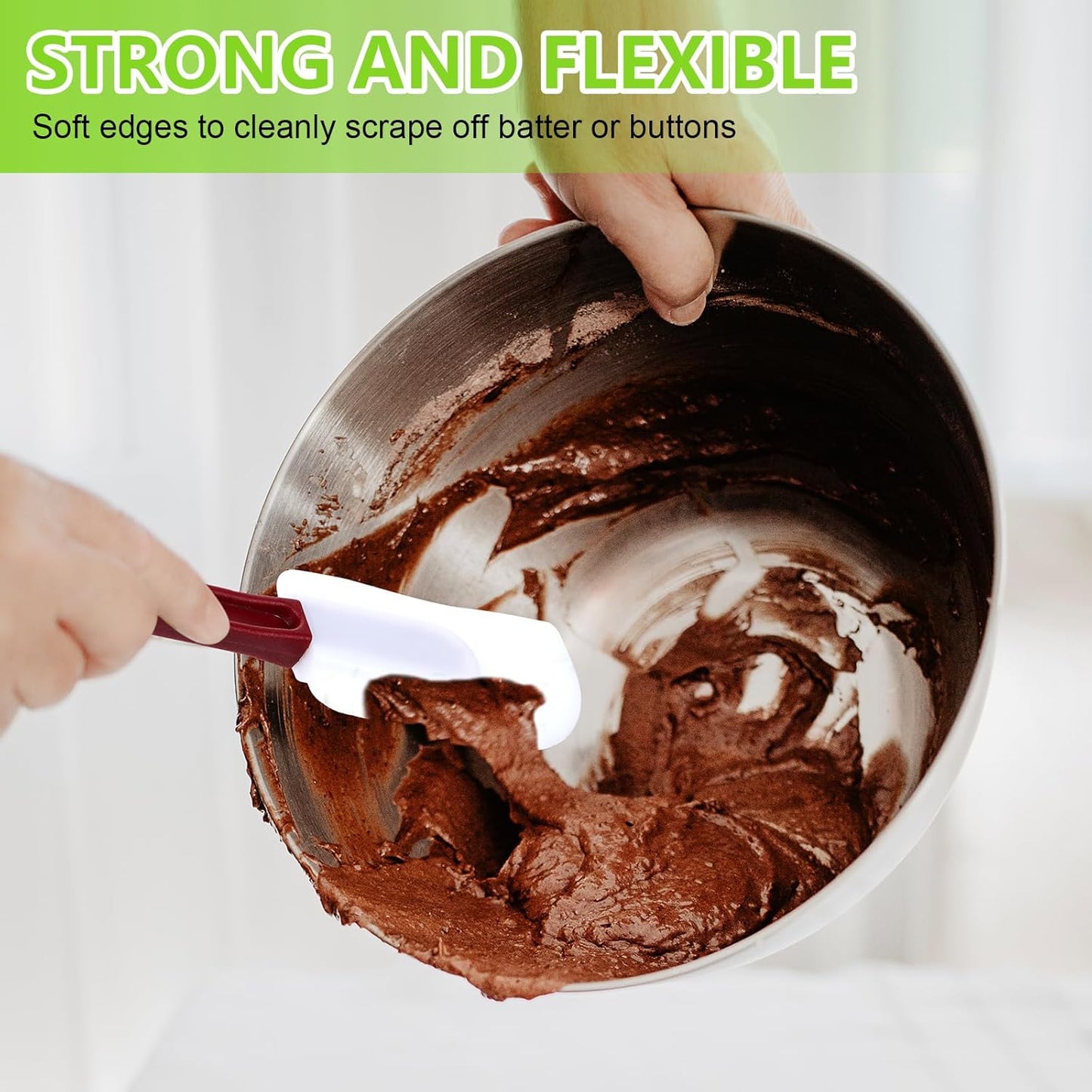 Dandat 9 Pcs Silicone Rubber Spatula, Commercial Spatula 500 Fahrenheit Heat Resistant, Non Stick Heavy Duty Scraper for Kitchen Cook Mix Fry Spread Bake, Dishwasher Safe(Deep Red and White,14 Inch)