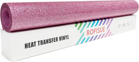 Rouge Powder Glitter HTV Heat Transfer Vinyl 12" x6FT Glitter Vinyl for T Shirts Easy to Cut and Weed Compatible with All Cutter Machines HTV Vinyl Iron on for Cricut (Rouge Powder 12”x6FT)