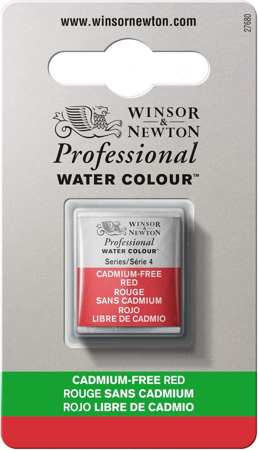 Winsor & Newton Professional Water Colour Paint, Half Pan, Cadmium-Free Red