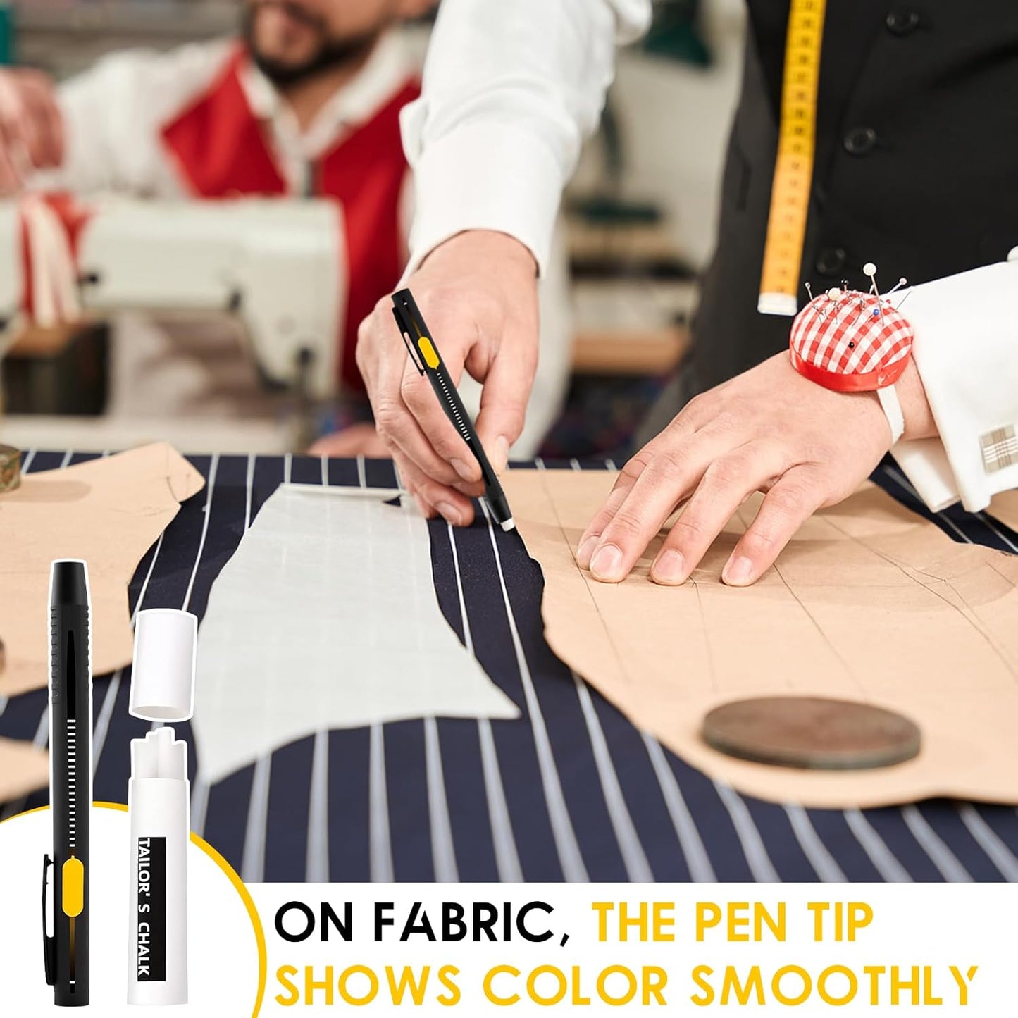 Heat Erasable Fabric Marker For Sewing,Heat Erasable Pens for Fabric,Erasable Replaceable Refill Marker Pen, Sewing Chalk,for DIY Embroidery & Crafts (1 Pen + 20 Refills)