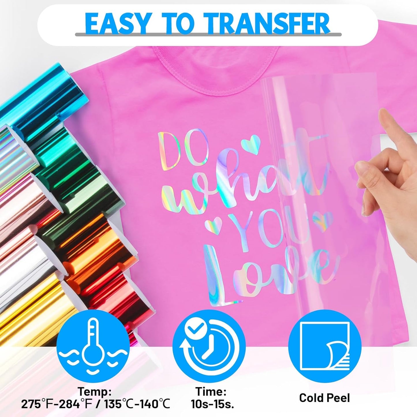 TECKWRAP Heat Transfer Vinyl HTV - 12" x 5ft Rainbow Silver HTV Iron on Vinyl for t-Shirts Easy to Cut & Weed for All Cutter Machine & Heat Press