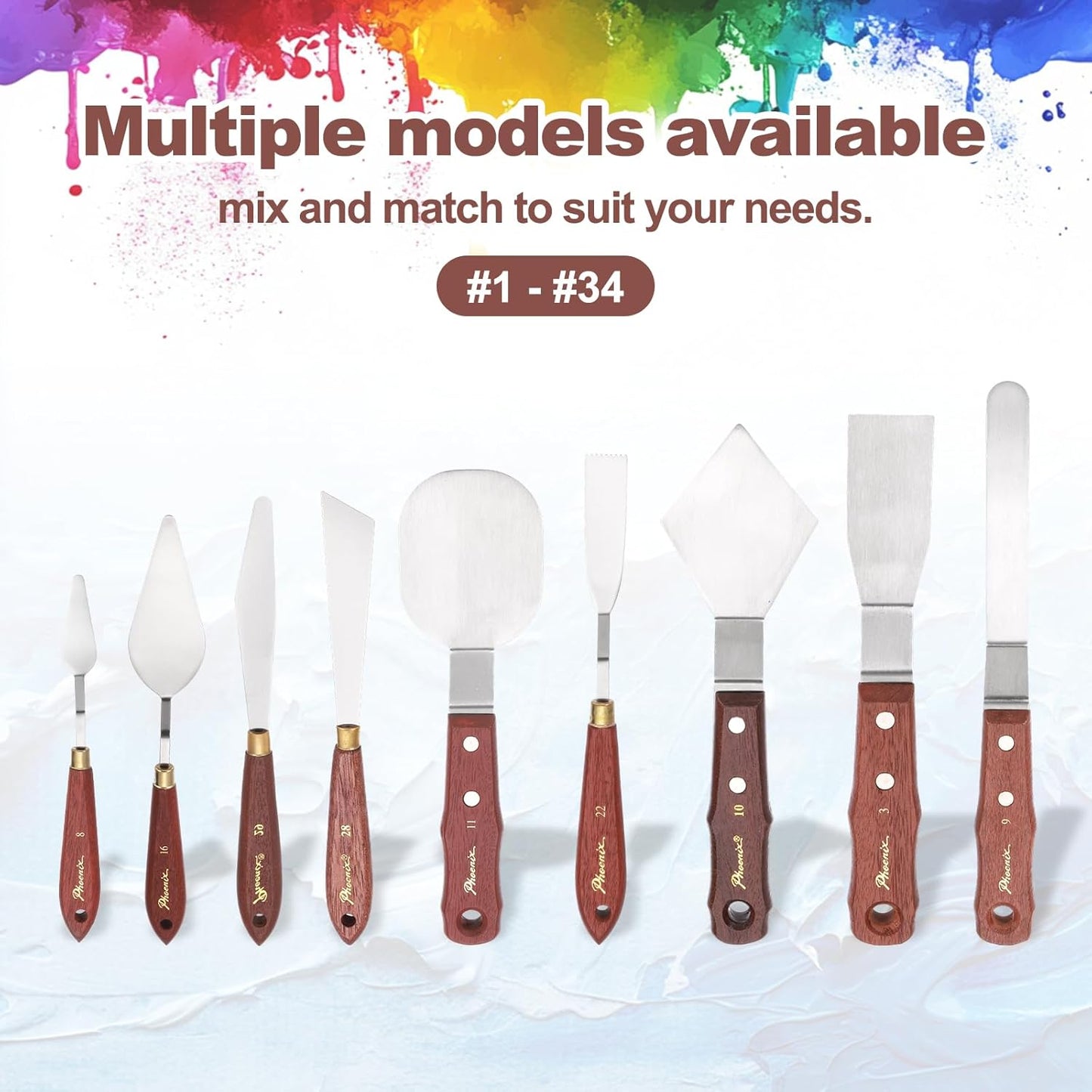 MECCANIXITY Pack of 1 Palette Knife No.8, 7.8" Long Palette Knives with Stainless Steel Flexible Spatula Pallet Knife and Wood Handle for Scraping, Mixing, Oil Acrylic Painting Canvas