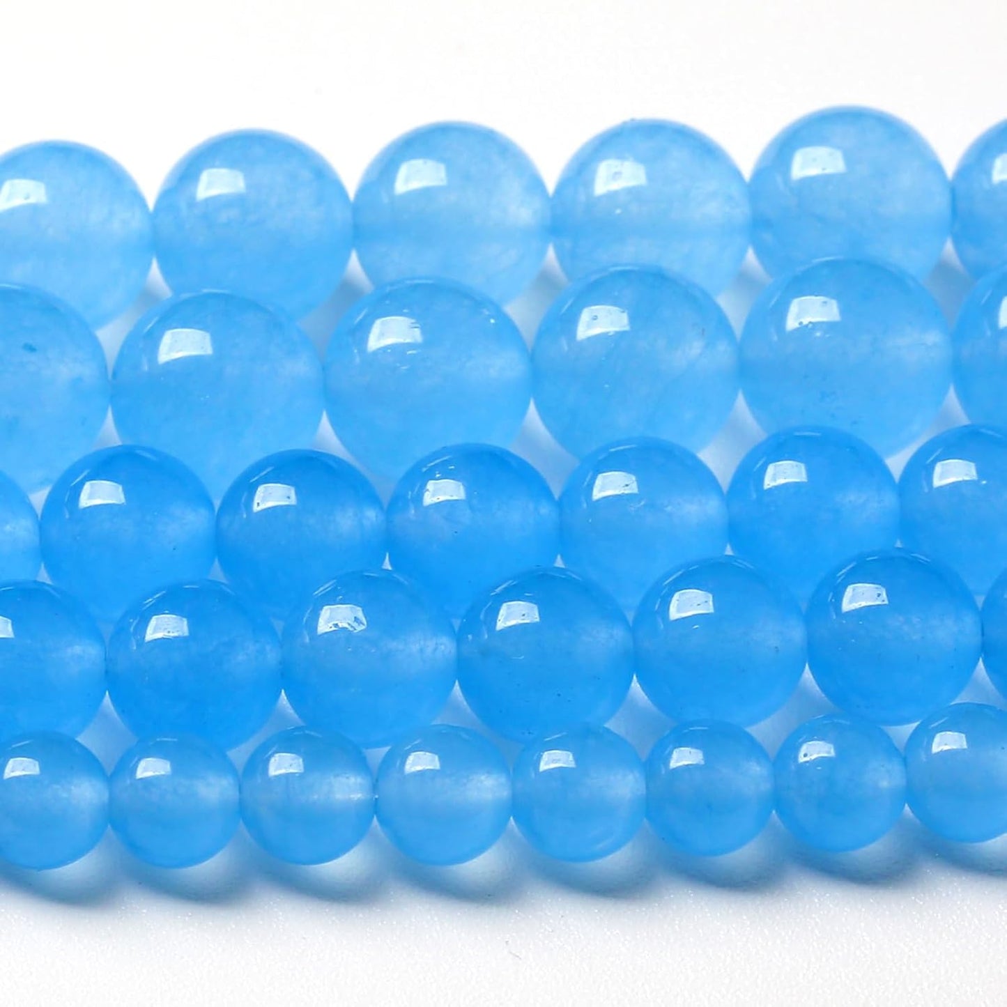 12MM Natural Stone Aquamarine Blue Chalcedony Beads Round Loose Beads for Jewelry Making Bracelet 32pcs 1 Strands 15"