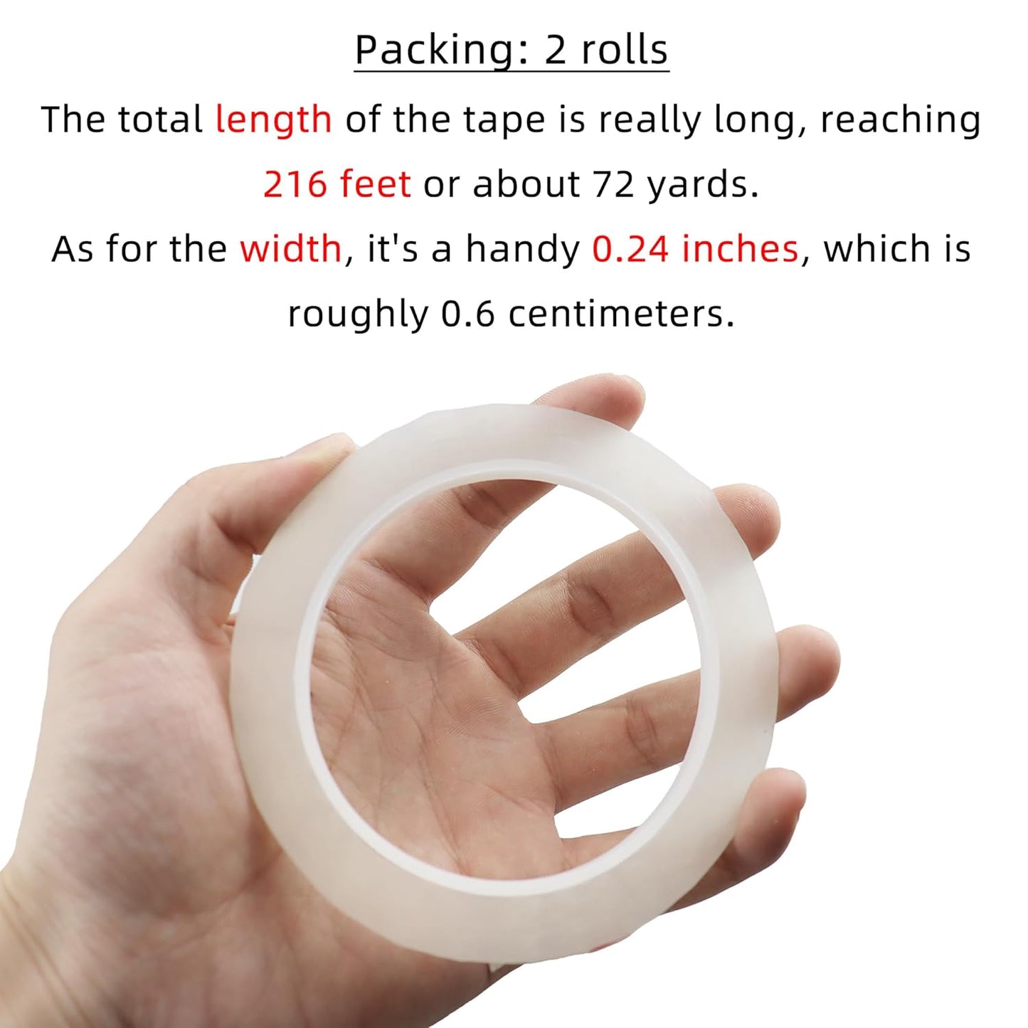 2 PCS Clear Floral Tape, 1/4" Flower Stem Wrap Tapes, Waterproof Florist Tape - Multipurpose Adhesive Florist Tapes for Binding Fresh, Flower Bouquets and Floral Craft (216Ft/72Yd/Roll)