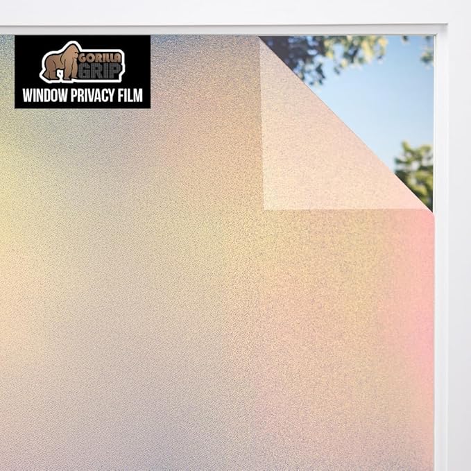 GORILLA GUARD Two Way Sun Blocking Window Privacy Film, 29.5" x 78.7", Strong Static Clings to Glass Windows, Peel and Stick, Removable No Residue Stickers, Decorative Bathroom Door Coverings, Rainbow