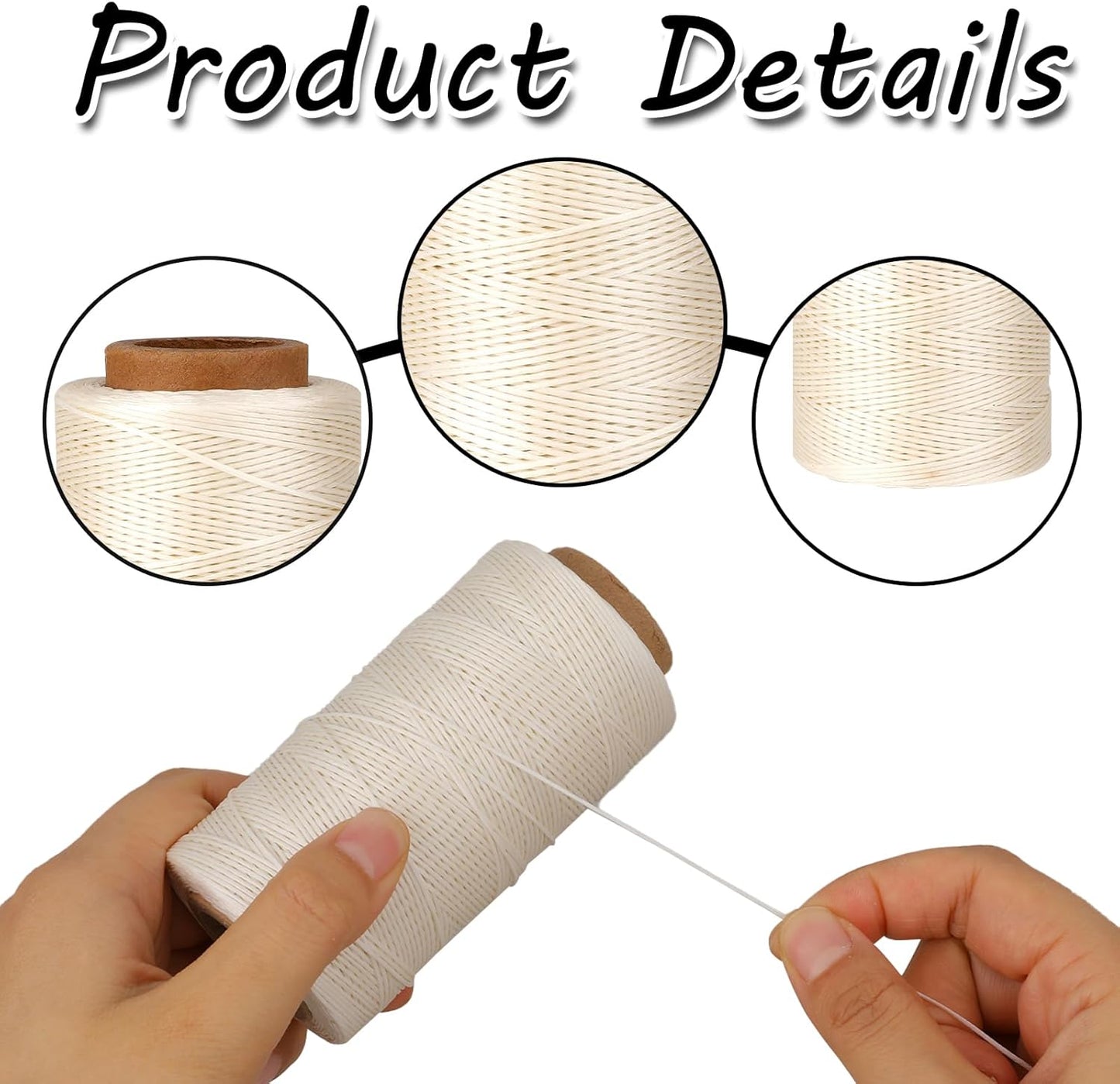 Waxed Linen Thread, 285 Yards 0.8MM 150D Polyester Leather Sewing Waxed Thread for Leather Craft, Bookbinding, Shoe Repair, DIY Projects