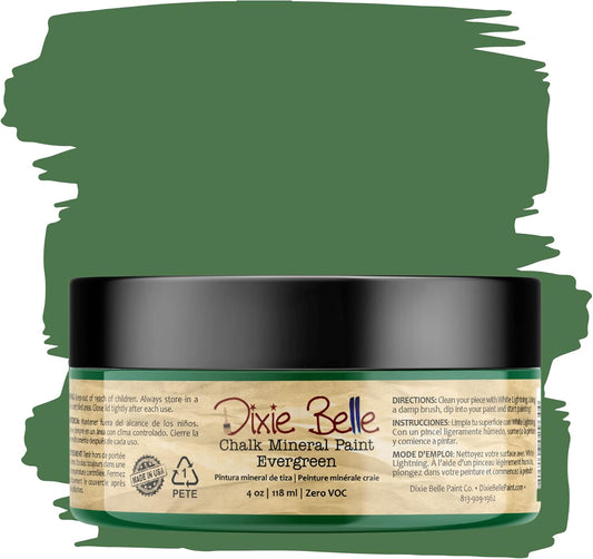 Dixie Belle Paint Company Chalk Finish Furniture Paint - Evergreen (4oz) - Matte Bold Green Chic Chalk Mineral DIY Furniture Paint
