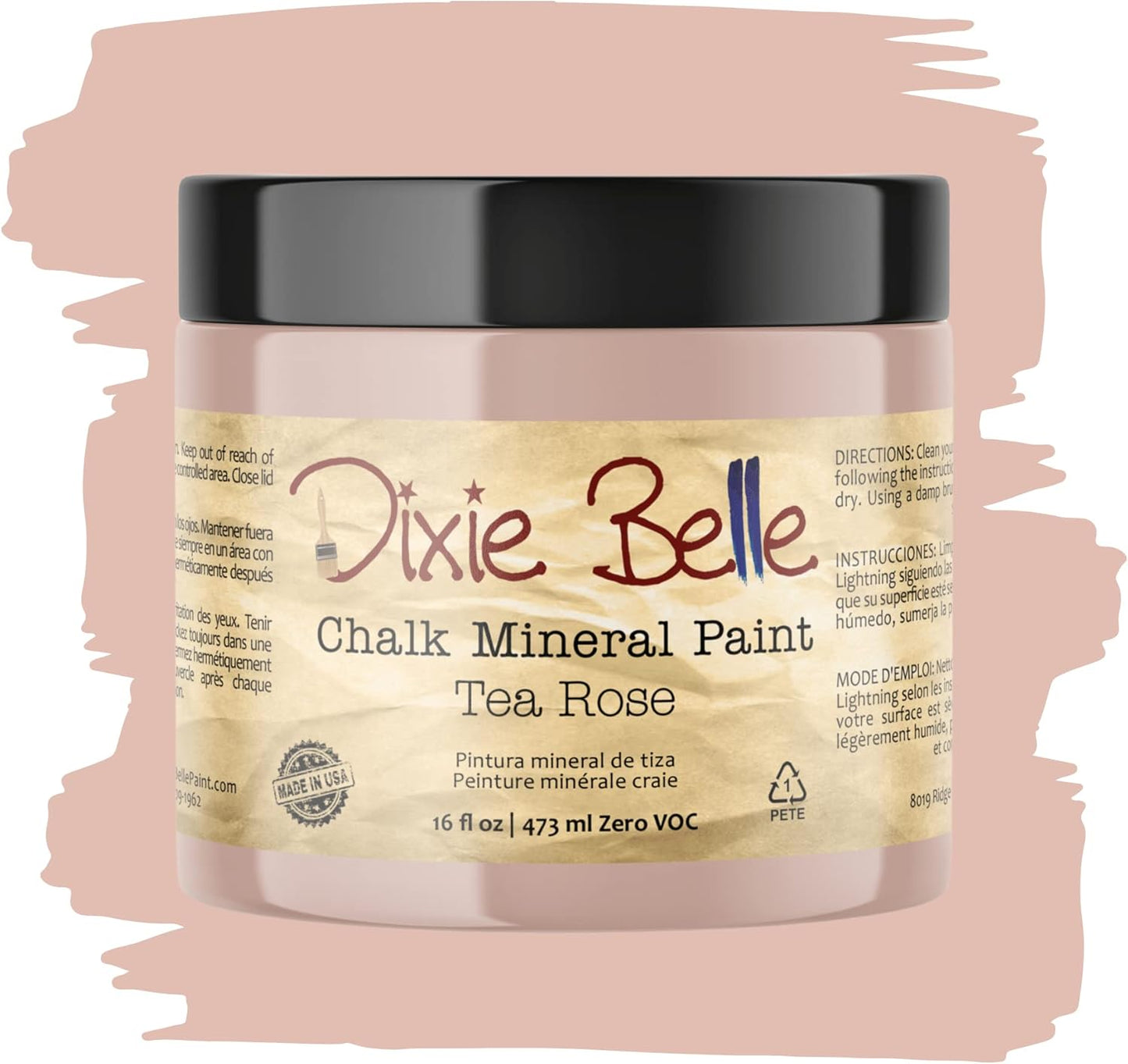 Dixie Belle Paint Company Chalk Finish Furniture Paint - Tea Rose (16oz) - Matte Muted Mauve Chic Chalk Mineral DIY Furniture Paint