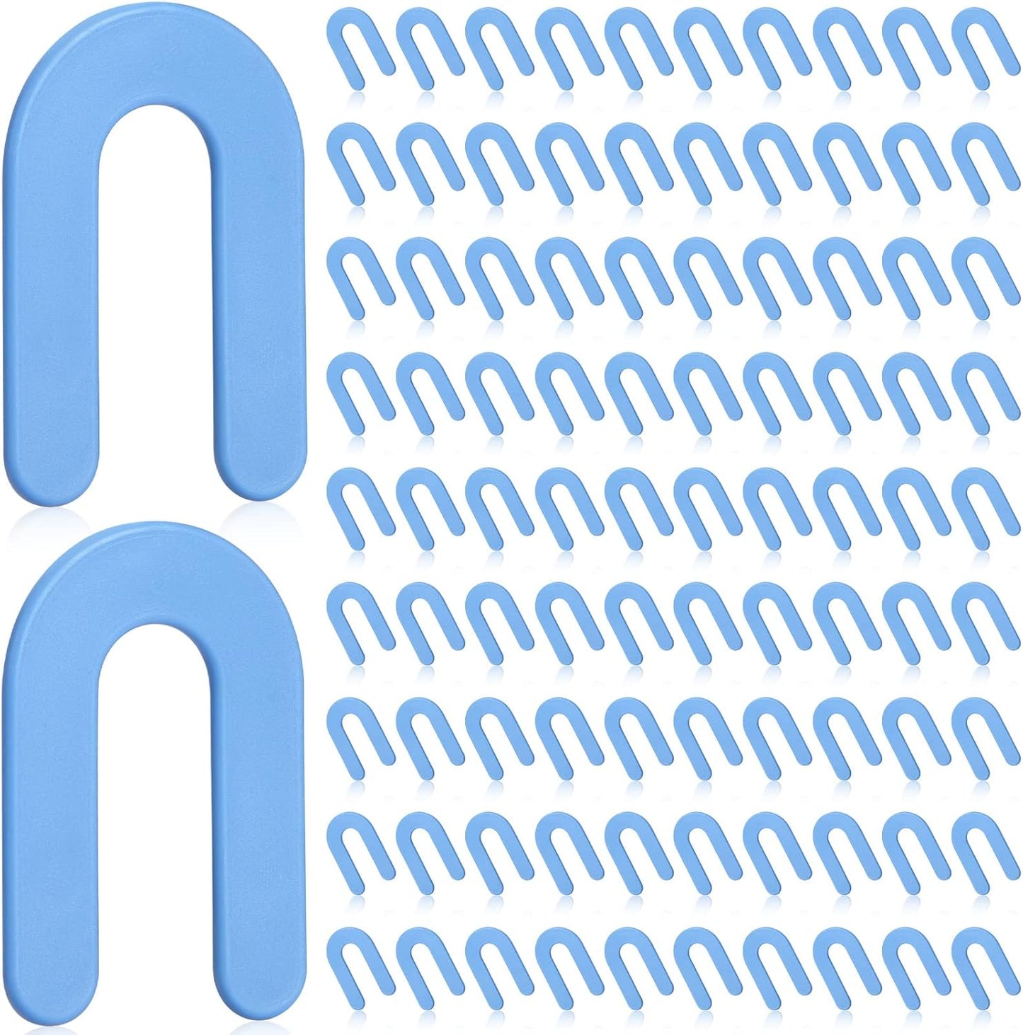 Yookeer 1000 Pieces Tile Leveling System Tile Spacers 1/16 Inch, Horseshoe Shim U Shape Plastic Vitrolite Leveling Clips for Various Types, Blue