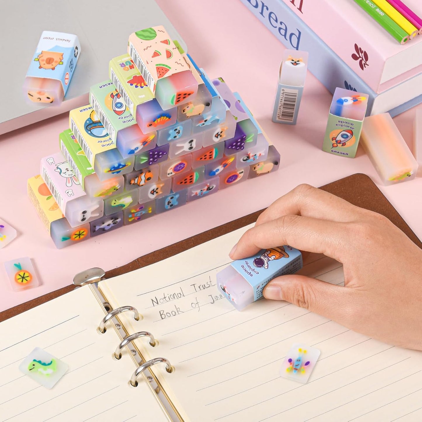 100 Pcs Cute Eraser for Kids Bulk Kawaii Erasers for Classroom Fun Erasers for Back to School Supplies Kid Party Favors Gift