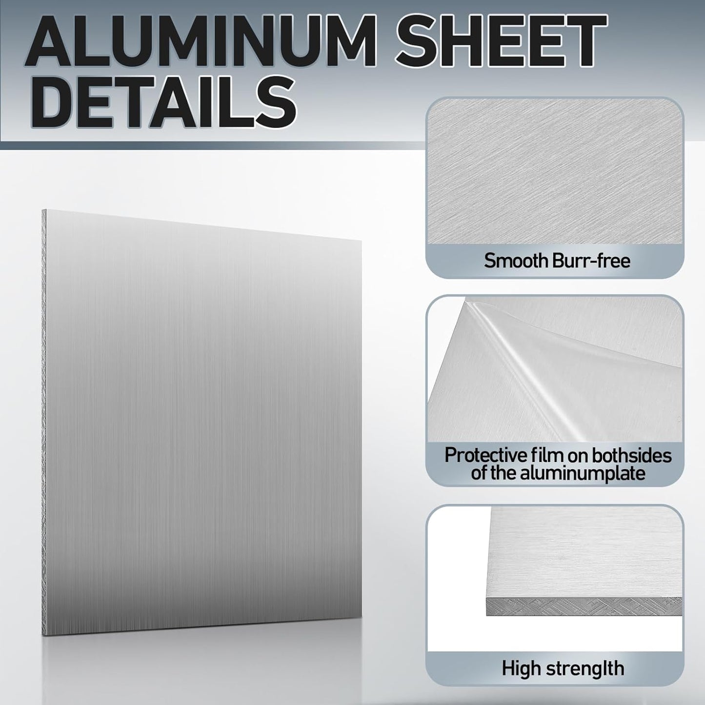 Blulu 2 Pcs 6061 Aluminum Sheet Metal Plate 15 x 15 x 1/8 in (3 mm) Flat Plain Thickness Panel Covered with Protective Film Solid Rectangle Flat Stock for Crafting Industry Structural Framing Base