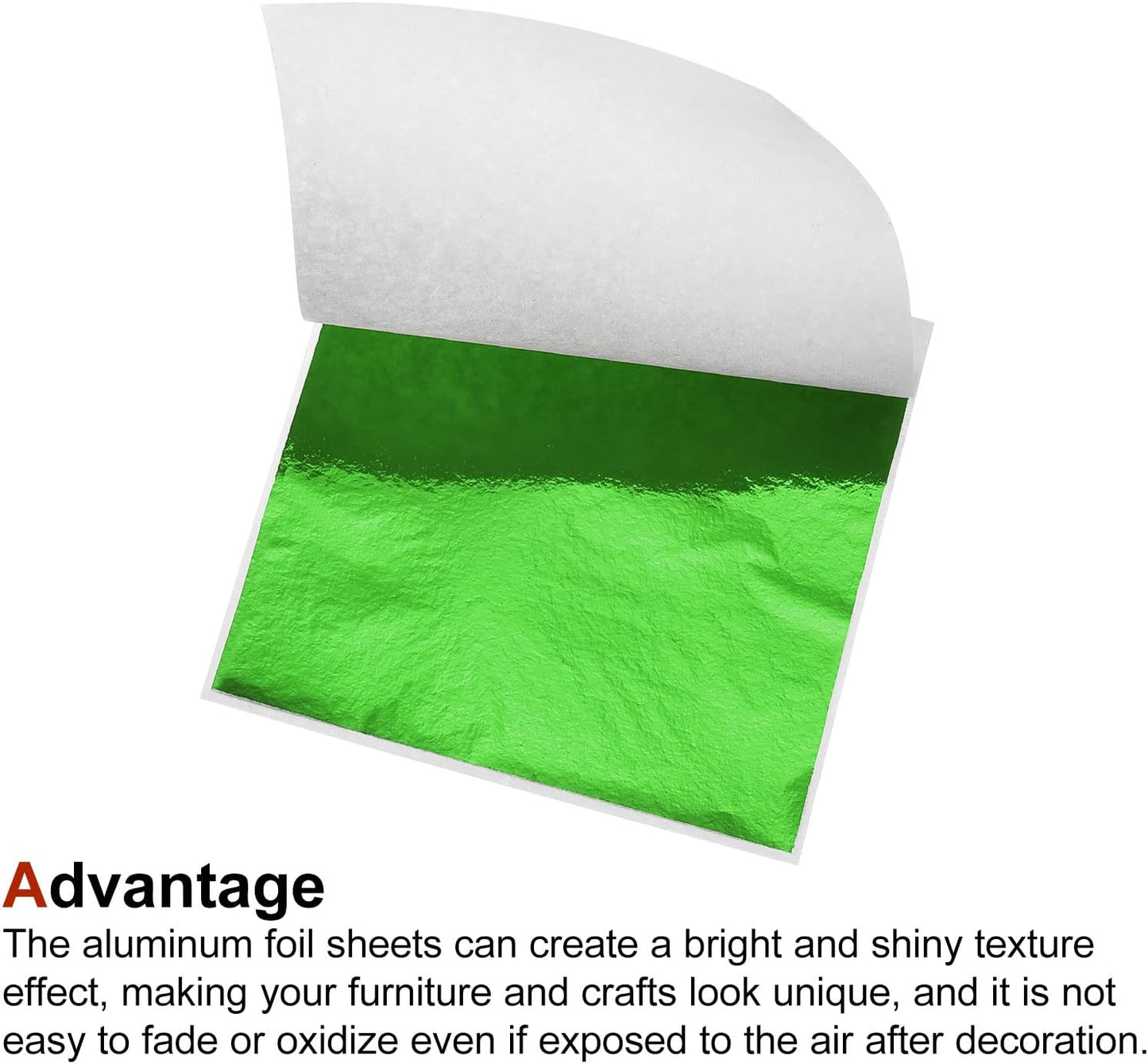 MECCANIXITY Gold Leaf Foil Sheet, Green Leaf Papers, 3.3 x 3.1inch for Art Decoration, Sculptures, Painting, Pack of 100