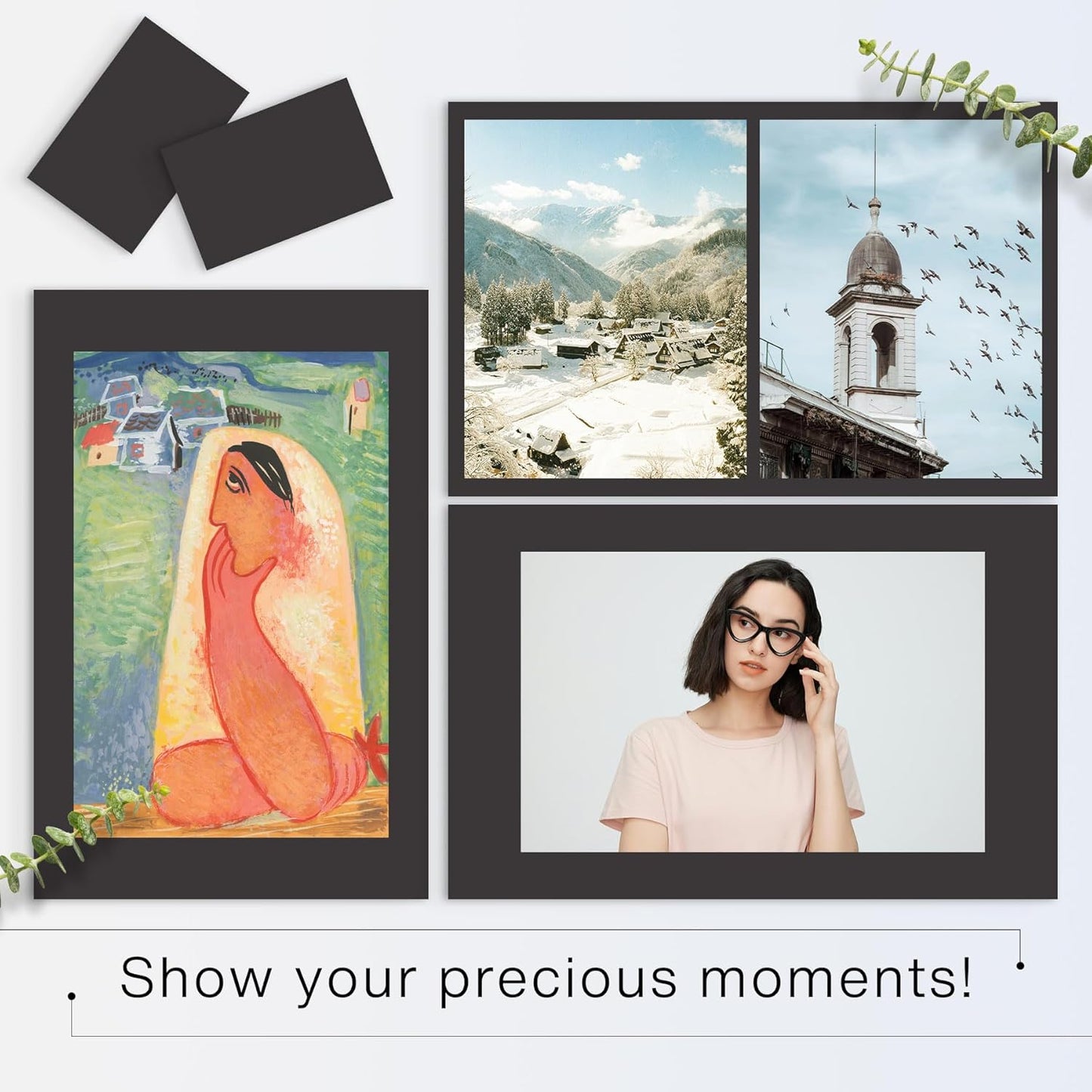 Golden State Art, 11x17 Uncut Photo Mat Matboard - Black Uncut Mats for DIY Projects, Presentation Boards, Art Crafts, Prints (50 Pack)