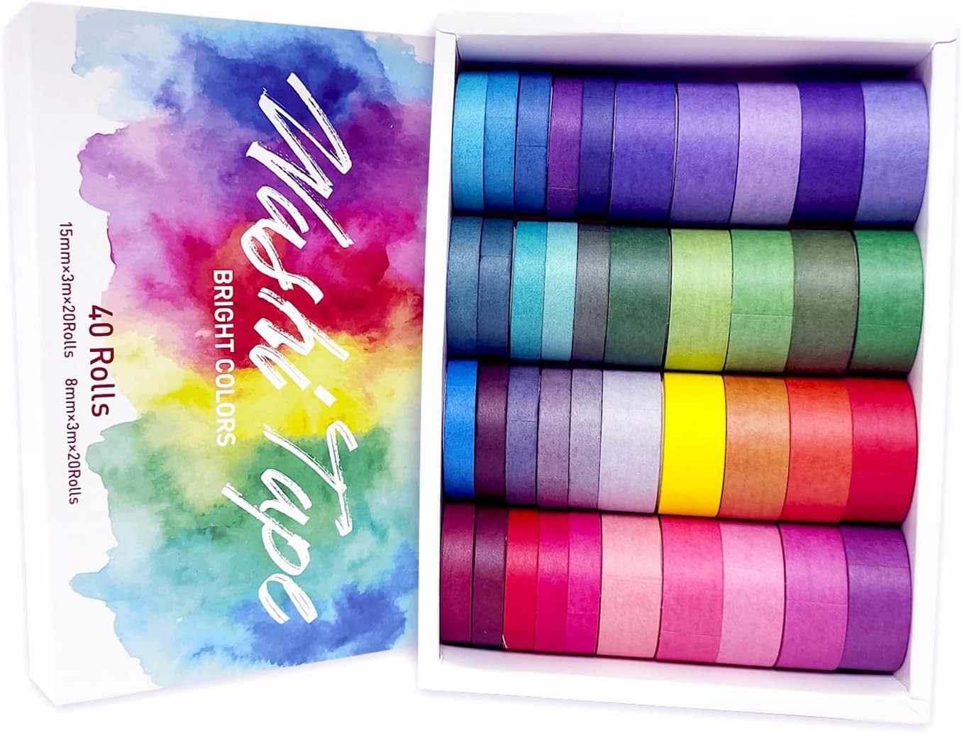 40 Rolls Colored Washi Tape, Aesthetic Colored Decorative Cute Scrapbook Tape for Scrapbooking Supplies Journaling Craft Junk Journal