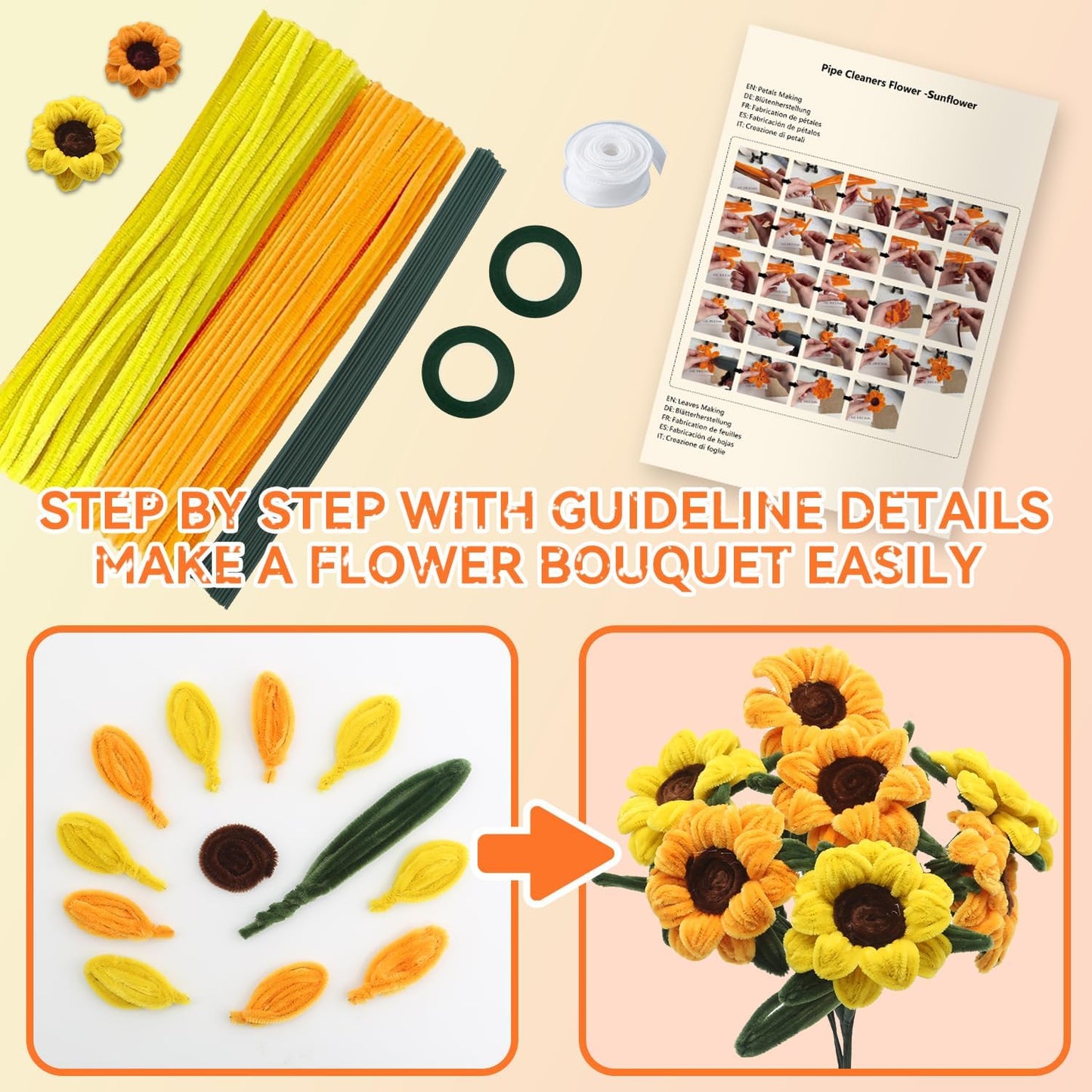 400 Pcs Pipe Cleaners Craft – 4 Colors Chenille Stems for Crafts, DIY Art Supplies, Fuzzy Sticks for Crafting Flowers, Wedding & Valentine's Day Decorations, Kids School Craft Kit