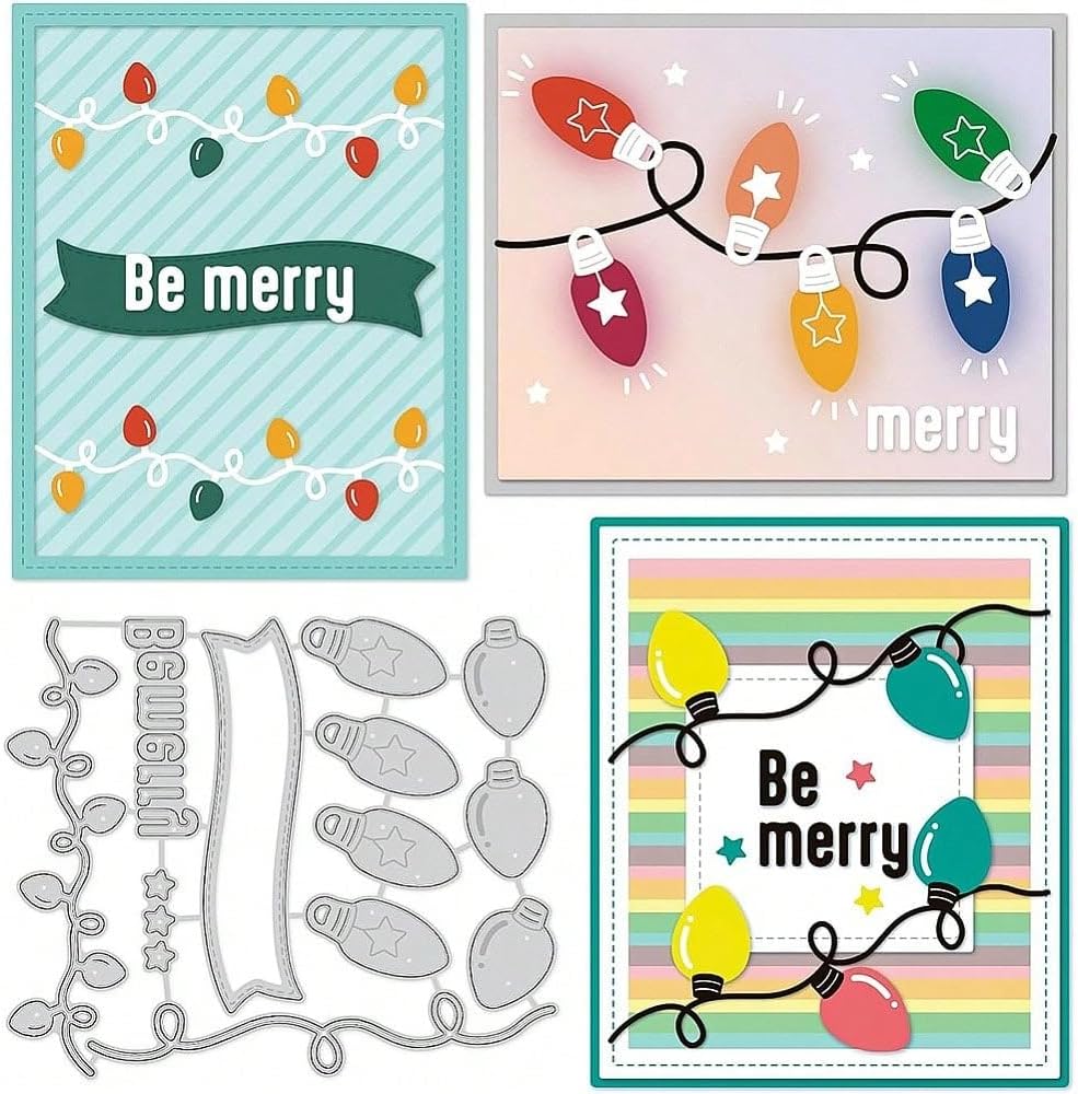 Festivals Metal Cutting Die for Scrapbooking, Christmas Cut Stencils for DIY Scrapbook Photo Album Decorative Paper Card, Card Making Supplies, Embossing (Light Bulb 4.7 x 4 in)