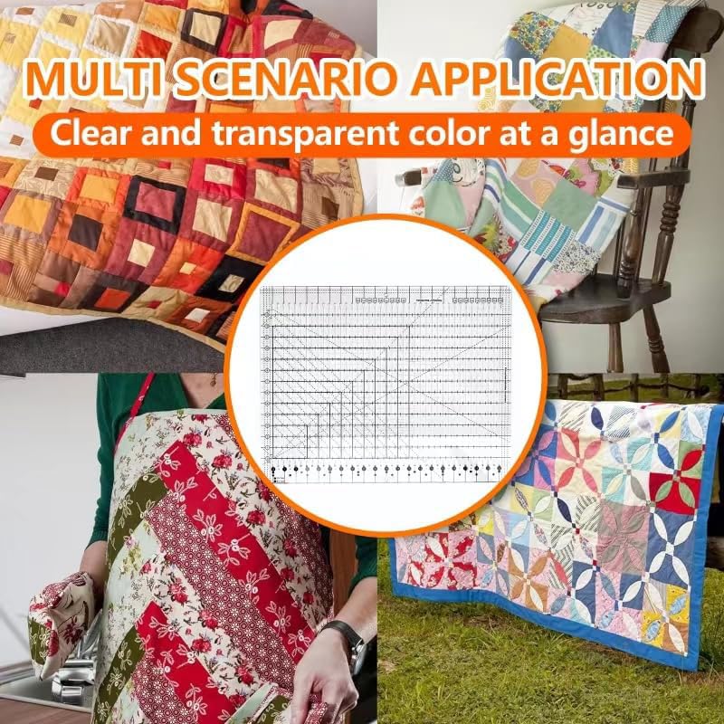 Slotted Quilting Rule, 17-3/4in x 22in, XL Quilting Rulers and Templates, Non-Slip Grip Extra Large Acrylic Fabric Strip Cutting, Sewing, Crafting, Patchwork Ruler & Template