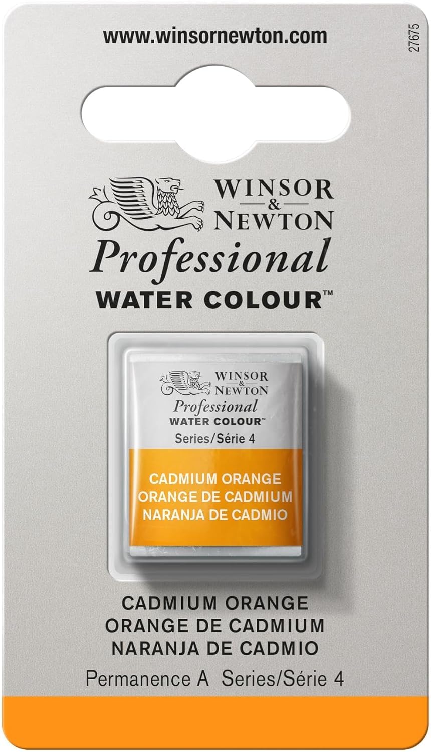 Winsor & Newton Professional Water Colour Paint, Half Pan, Cadmium Orange