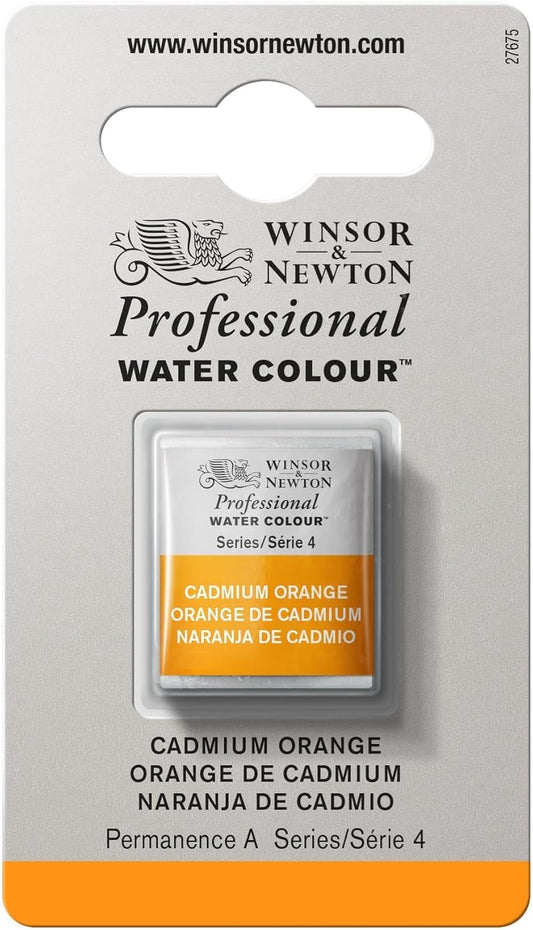 Winsor & Newton Professional Water Colour Paint, Half Pan, Cadmium Orange
