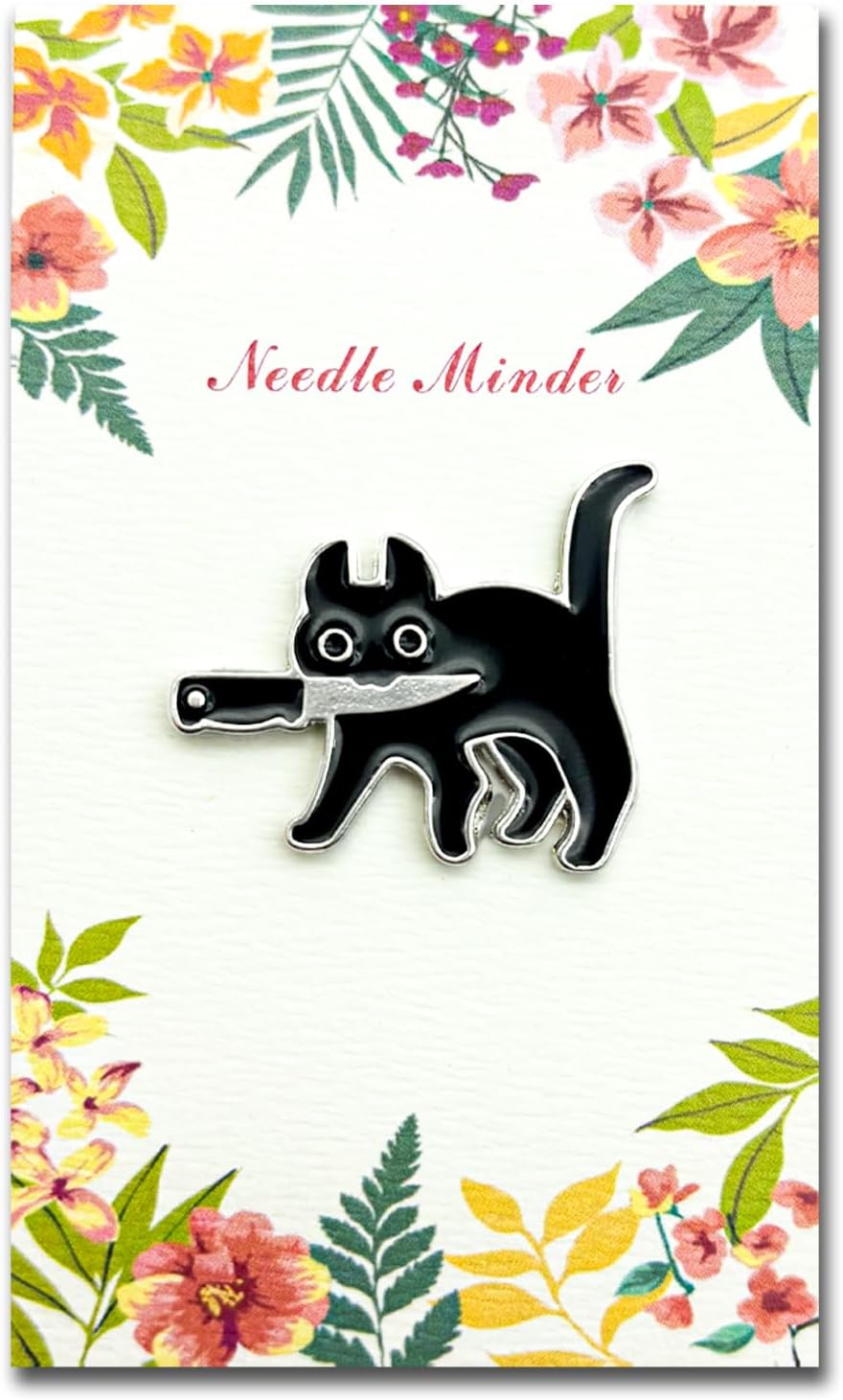 Black Cat Magnetic Needle Minder for Cross Stitch – Strong Needlepoint Holder, Embroidery Sewing Magnet – Secure & Decorative Needle Minders for Stitching & Crafting (Cat)