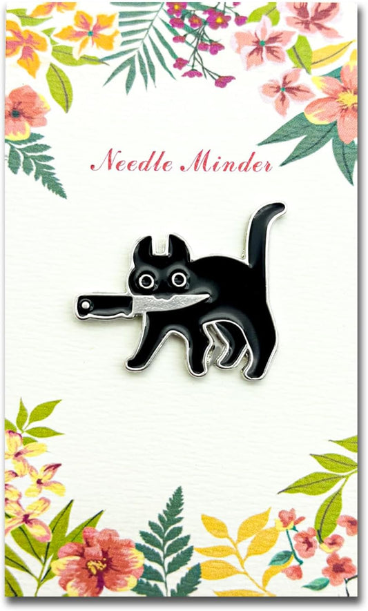 Black Cat Magnetic Needle Minder for Cross Stitch – Strong Needlepoint Holder, Embroidery Sewing Magnet – Secure & Decorative Needle Minders for Stitching & Crafting (Cat)