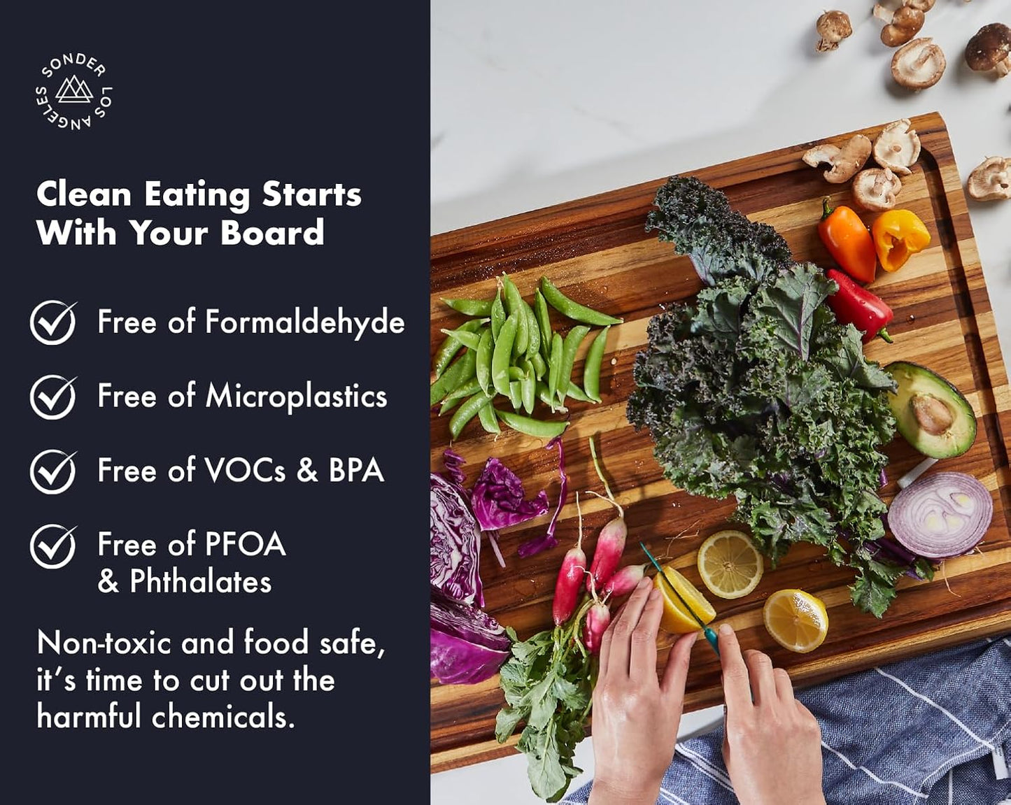 Sonder Los Angeles, XXL Thick Edge Grain Teak Wood Cutting Board for Kitchen with Juice Groove, 23x17x1.5 Charcuterie Wooden Board in Large (Gift Box Included)