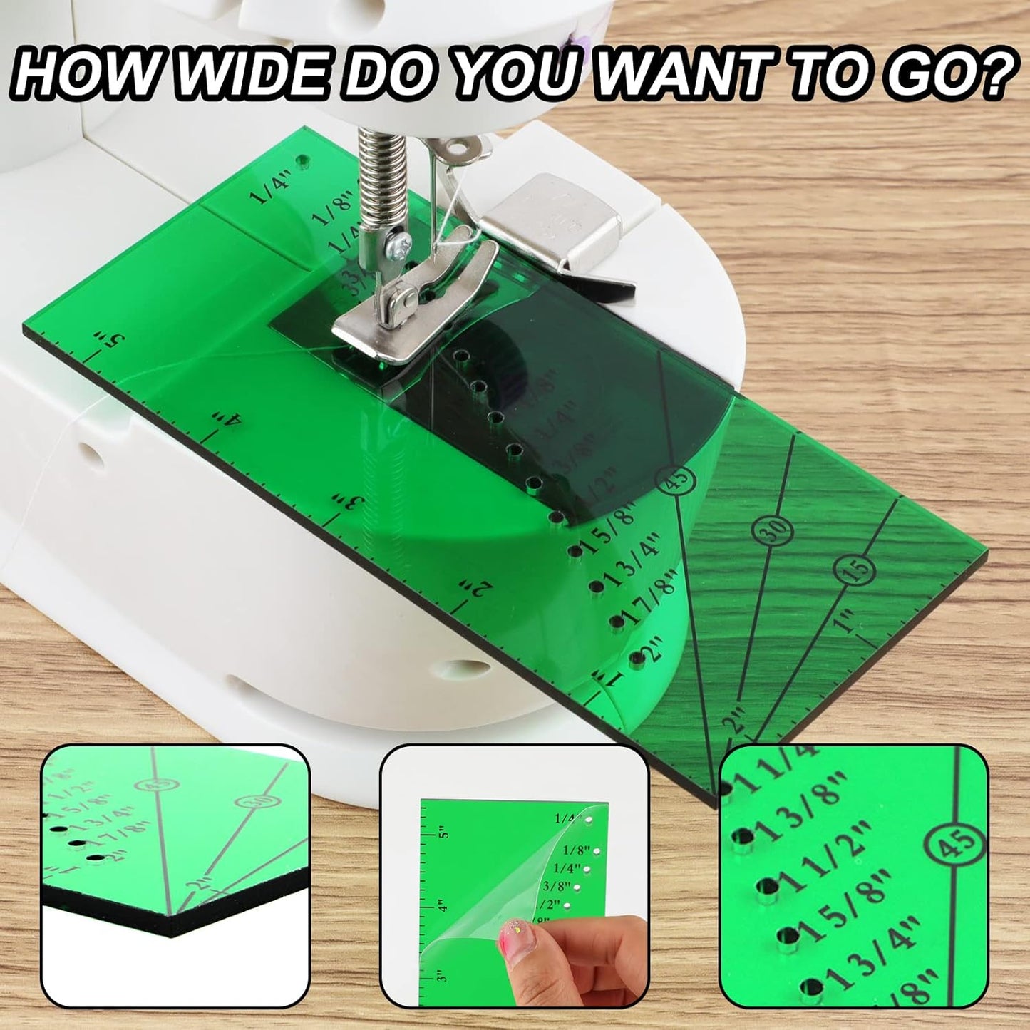 Adjustable Magnetic Seam Guide Ruler, 4-Piece Sewing Machine Accessory Set for Beginners & Professionals