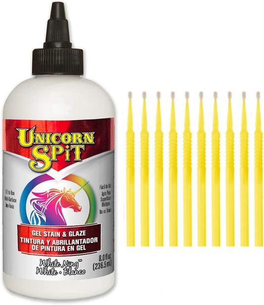 Unicorn SPiT Gel Stain and Glaze in One - White Ning 8 oz. Bottle Detail Sticks