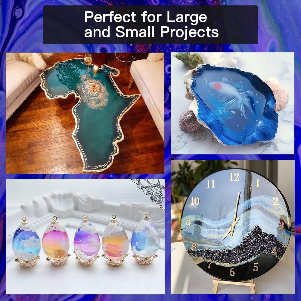 Epoxy Resin 17OZ, Crystal Clear Epoxy Resin Kit, Not Yellowing, Bubble Free, Self-Leveling, Coating & Casting for Jewelry Making, DIY Art Crafts, Molds, Beginners, Starter Kit (8.5OZ x 2)