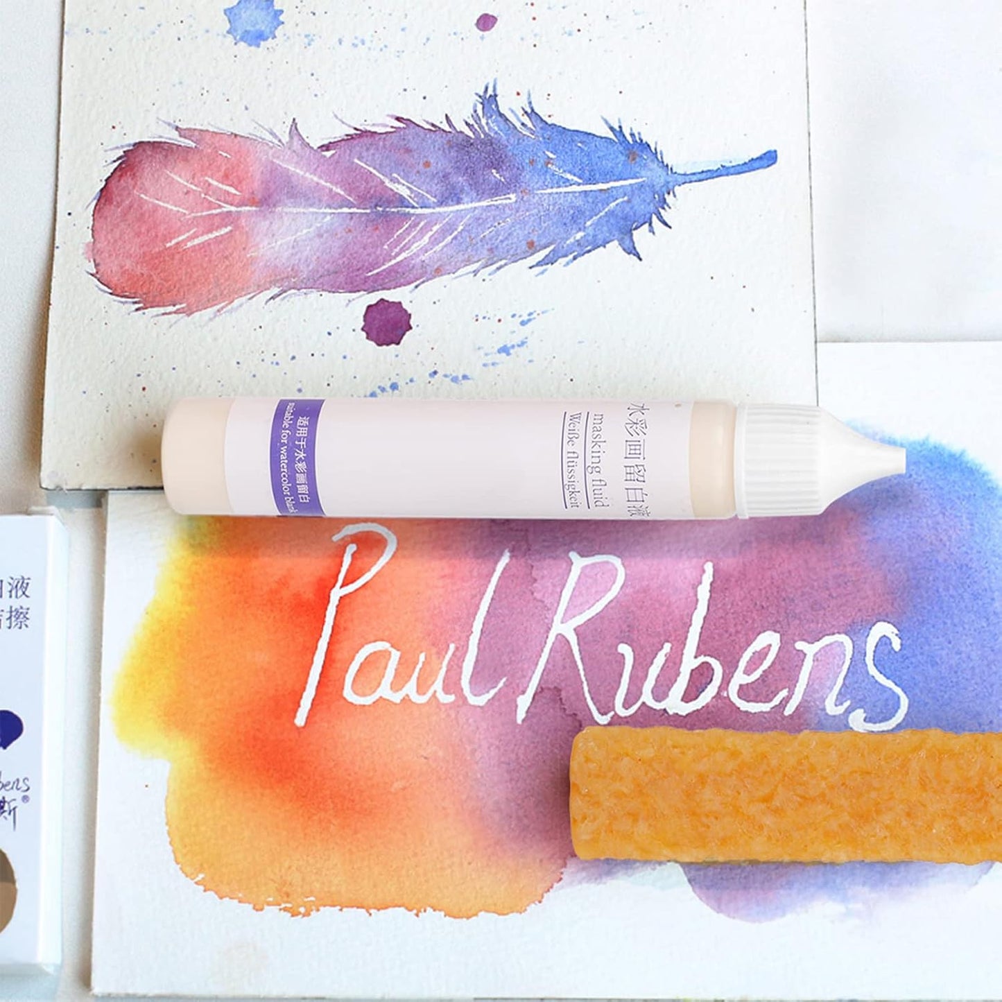 Masking Fluid for Watercolor Painting, 30ml White Masking Fluid Pen, Masking Liquid with Eraser, for Opaque Areas of Watercolor Painting